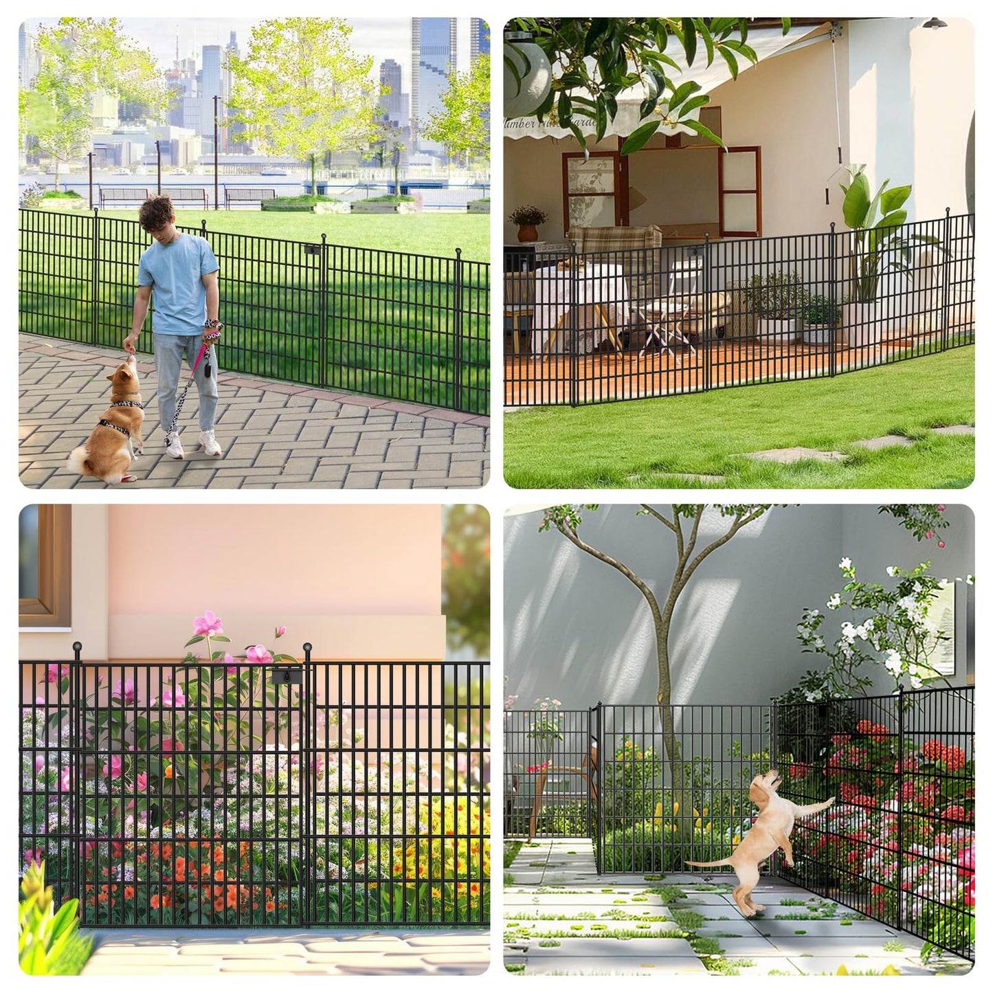 Toolterritary 10 Panels No Dig Garden Fence with Gate, 32 in(H) X24.2 ft(L) Metal Fence Panels, Thickened Rustproof Garden Fencing, Animal Barrier Fence for Dogs, Rabbits, and Patio