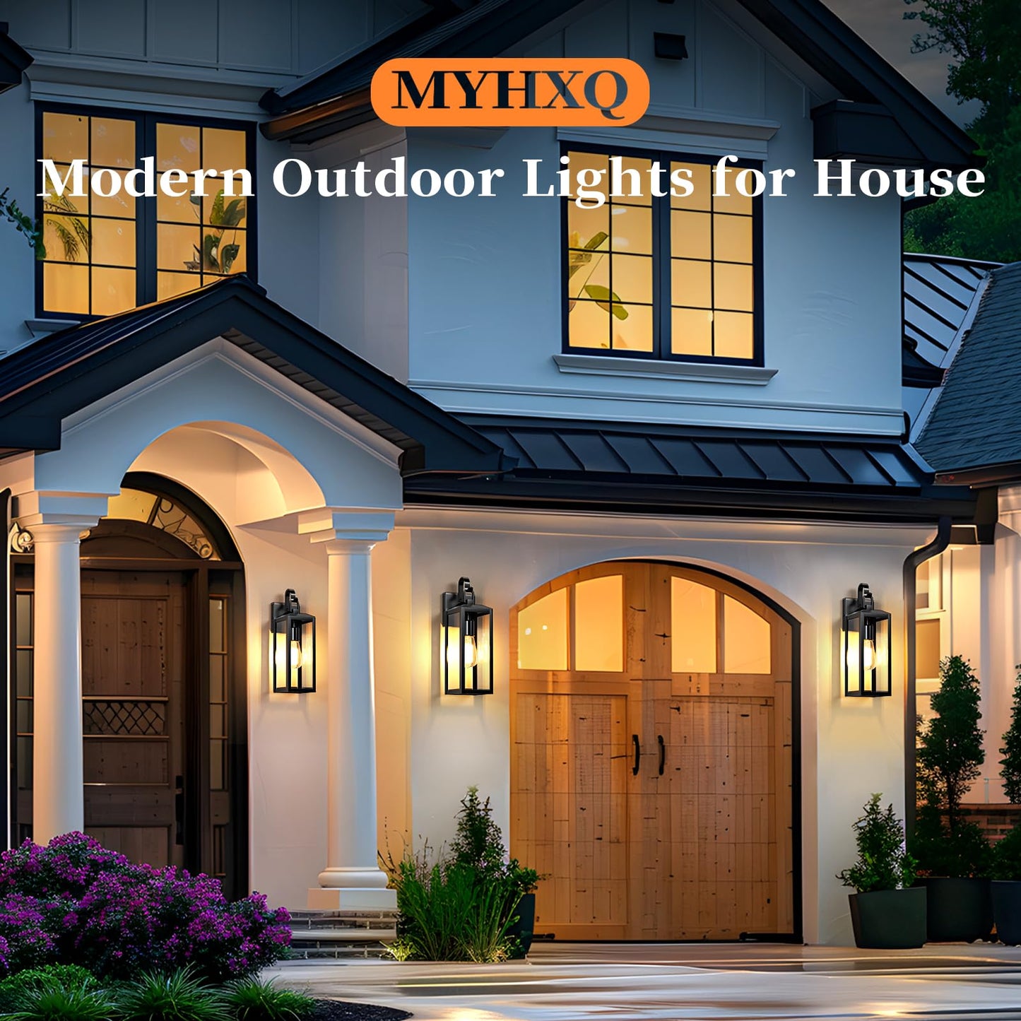 16'' Large Outdoor Wall Lights 2 Packs, Black Exterior Lighting Fixtures, Waterproof Outside Lights for House, Modern Outdoor Sconce Porch Light, Farmhouse Wall Lanterns for Front Door, Patio, Garage