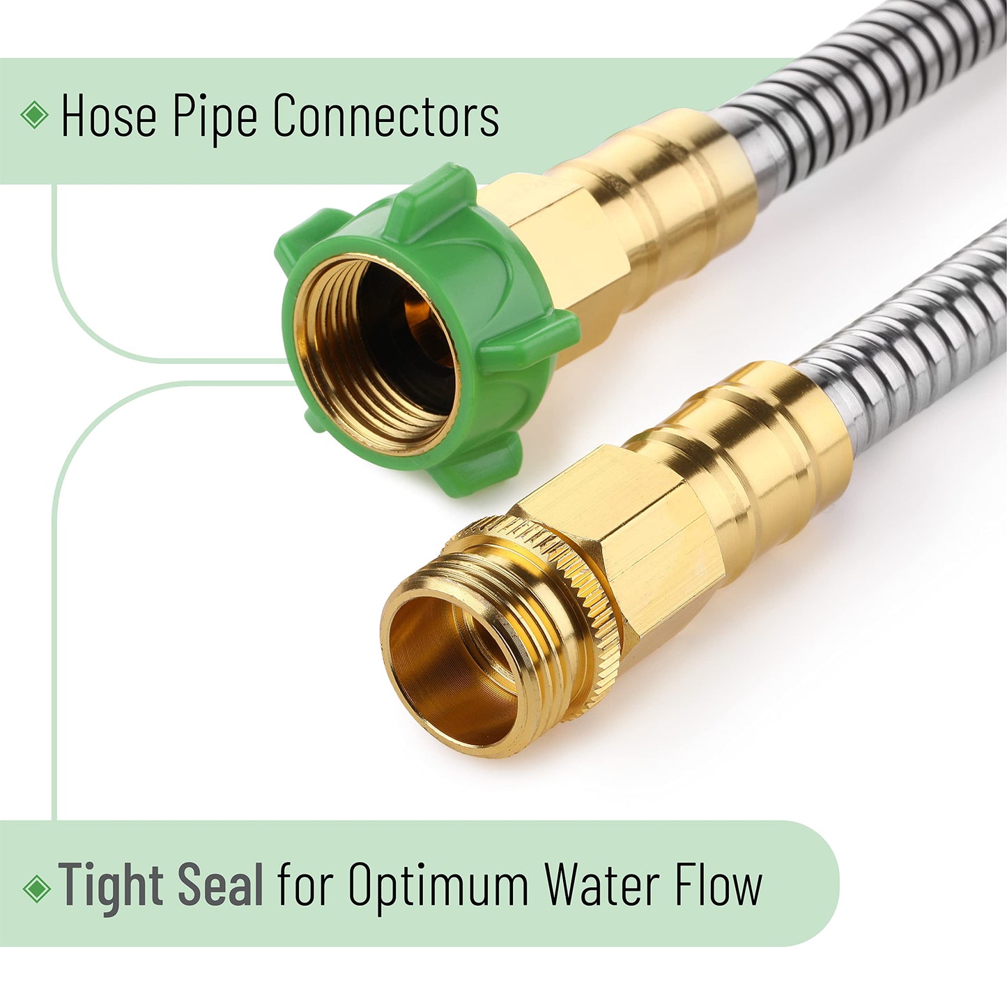 UNCO 3 Feet Heavy Duty Stainless Steel Short Garden Hose, Metal, Water Hose, Non Kink, Durable, Flexible, Lightweight