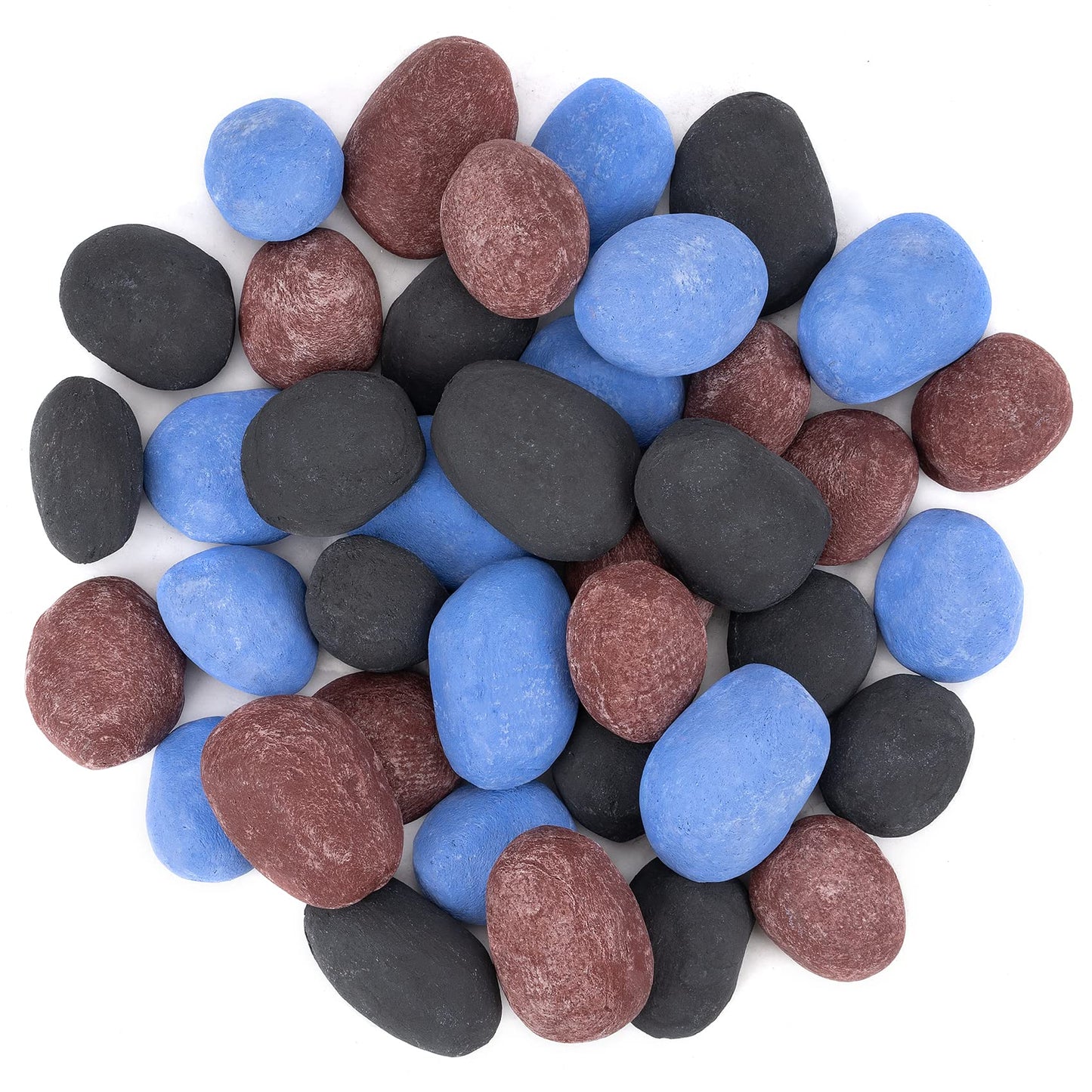 Stanbroil 24pcs Light Weight Ceramic Fiber Pebble Stones for Indoor Outdoor, Gas Inserts, Ventless, Vent Free, Electric, Outdoor Fireplaces and Fire Pits - Black