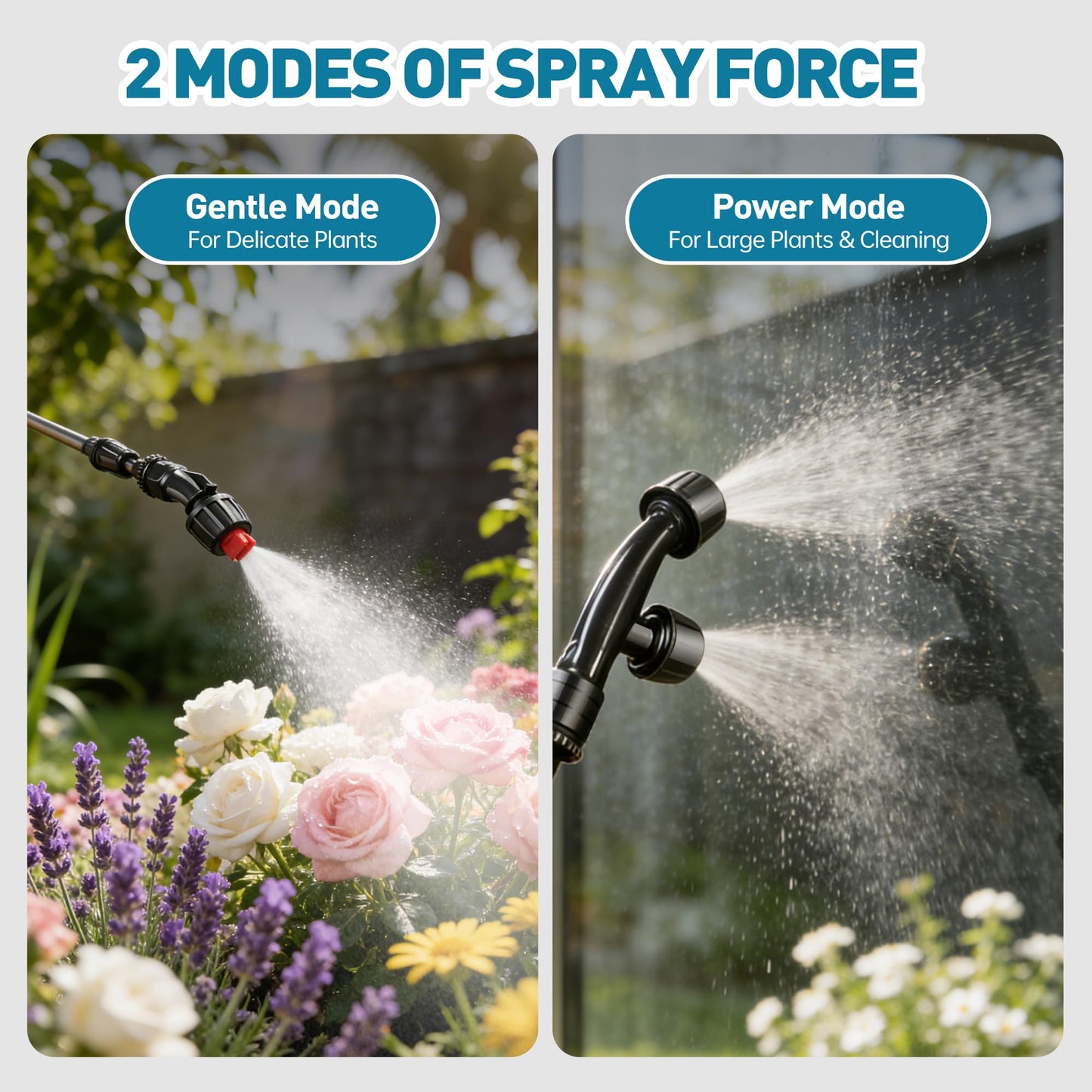 Battery Powered Sprayer, 2 Gallon Electric Sprayer Battery Operated with 4 Mist Nozzles, 2 Speeds, Battery Indicator, 41" Telescopic Wand, Rechargeable Handle, Weed Sprayer for Lawn Garden Yard