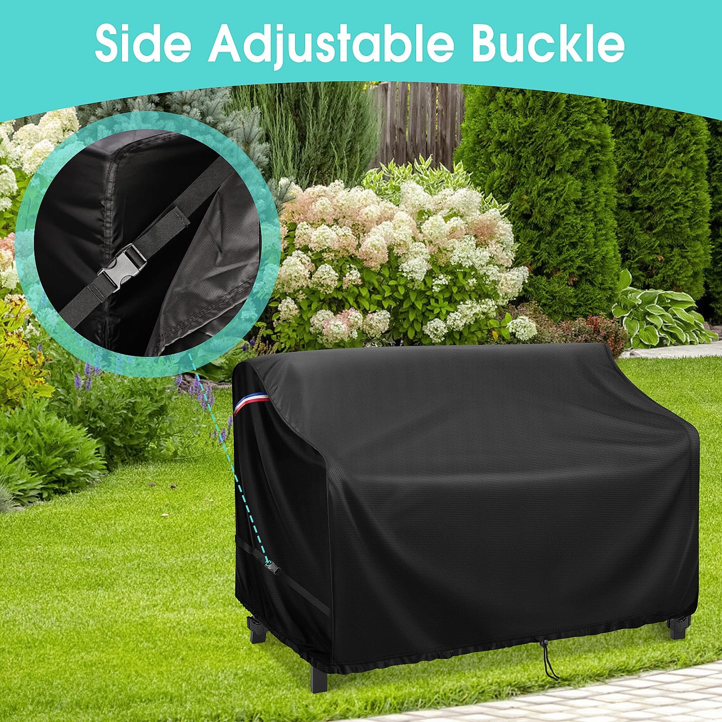 Agustone 48" Outdoor Garden Bench Cover, 500D Waterproof 2- Seater Patio Loveseat Cover, Outdoor UV Protection Furniture Covers for Park Glider Benches/Rattan Sofas - 48" L x 23" W x 28" H