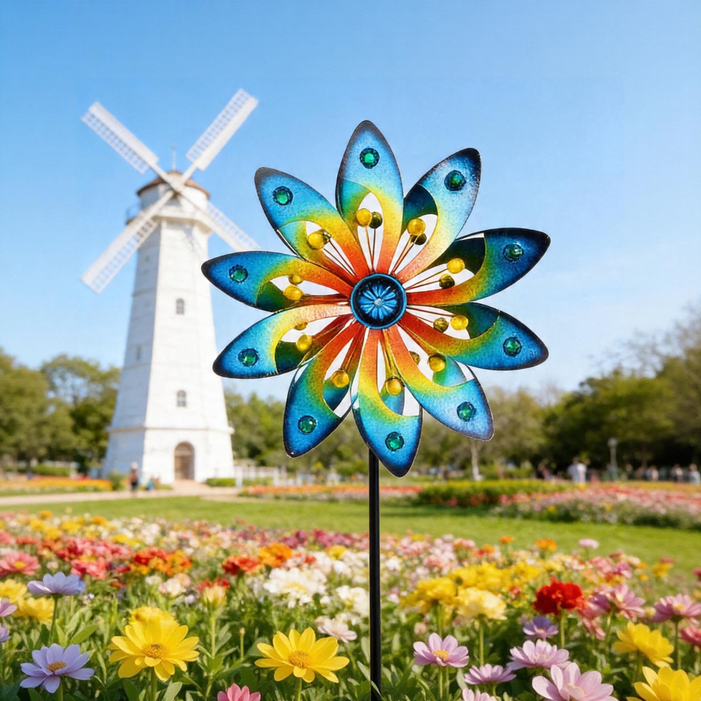 Metal Wind Spinner for Yard Decor Garden Windmill Outdoor Kinetic Wind Sculpture Dual Direction for Backyard Patio Lawn Homewarming Gift