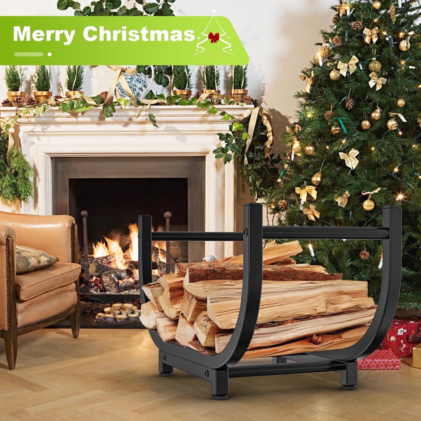 KRZKRZ Firewood Rack Outdoor 30in，Indoor Firewood Storage and Firewood Rustproof Holder，Stable Log Holder and Fireplace Decor Organizer