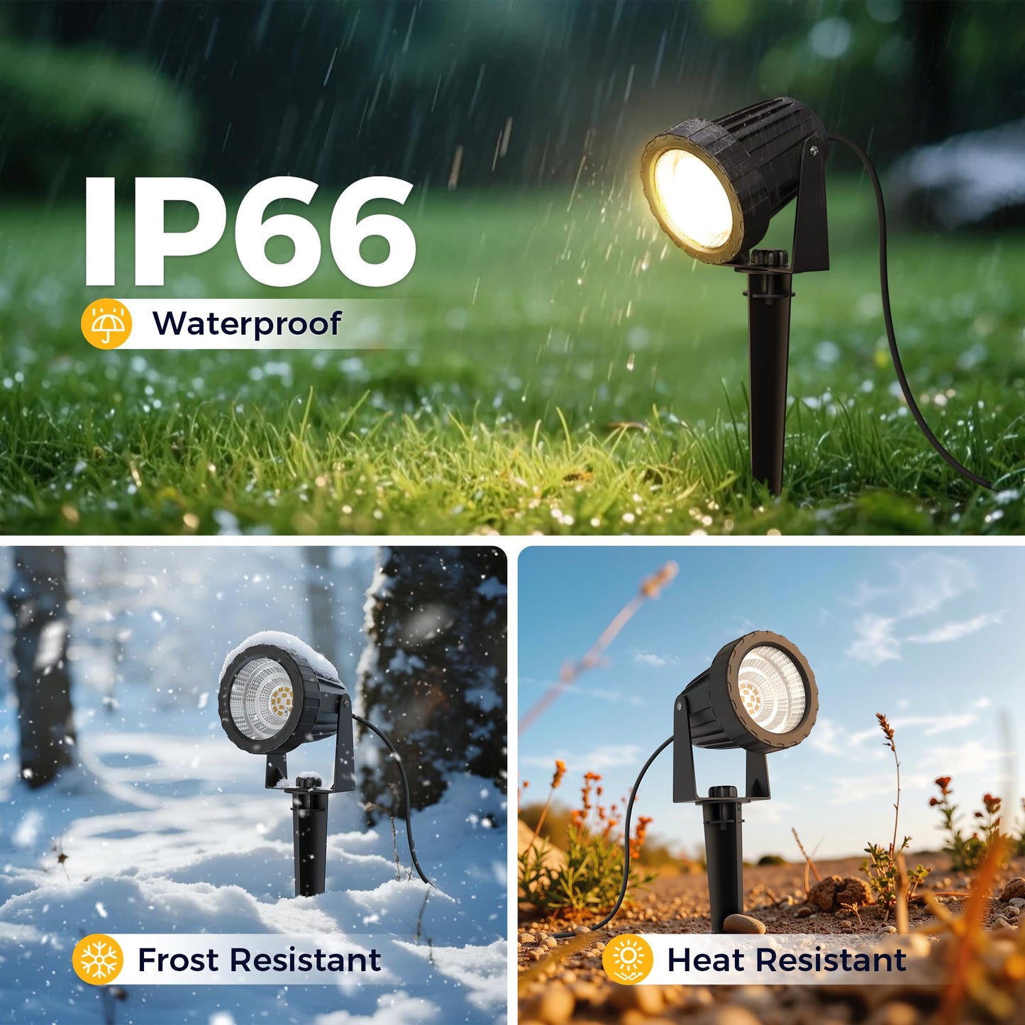 L LOHAS LED 12W Dusk to Dawn Outdoor Lighting, Auto On/Off 3000K Landscape Outdoor Spotlight, IP66 Waterproof Plug in Spot Lights for Yard, Garden, House, Pathway, Plant(4 Pack)