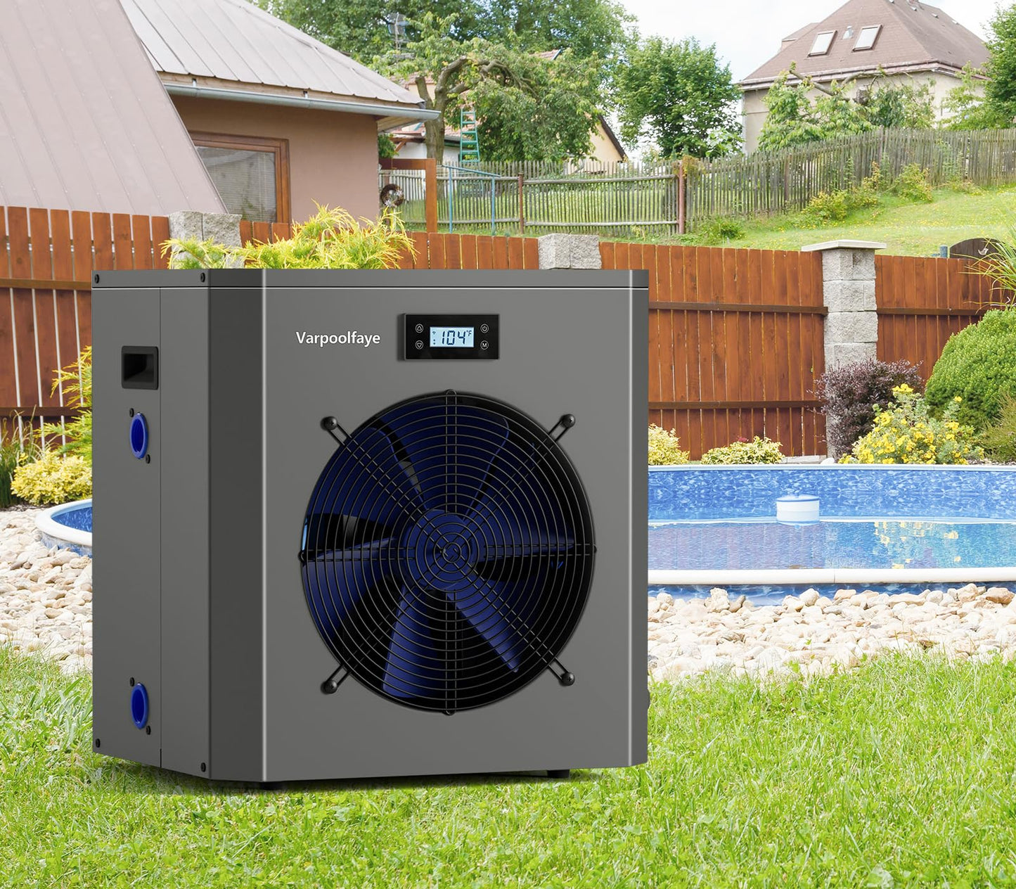 Varpoolfaye 16000 BTU Electric Pool Heater for Above Ground Pool Swimming Pool Heat Pump Spa Heater 5000 Gallon Pool Heater 120V WiFi Control