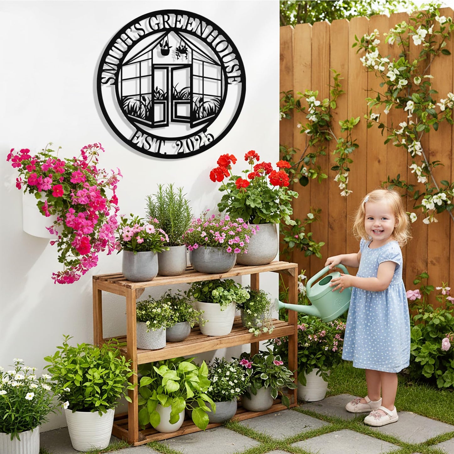 Custom Greenhouse Garden Signs, Personalized Metal Garden Signs for Outside, Customized Metal Sign Wall Decor Art for Potting Shed, Flowers Vegetable Garden Greenhouse