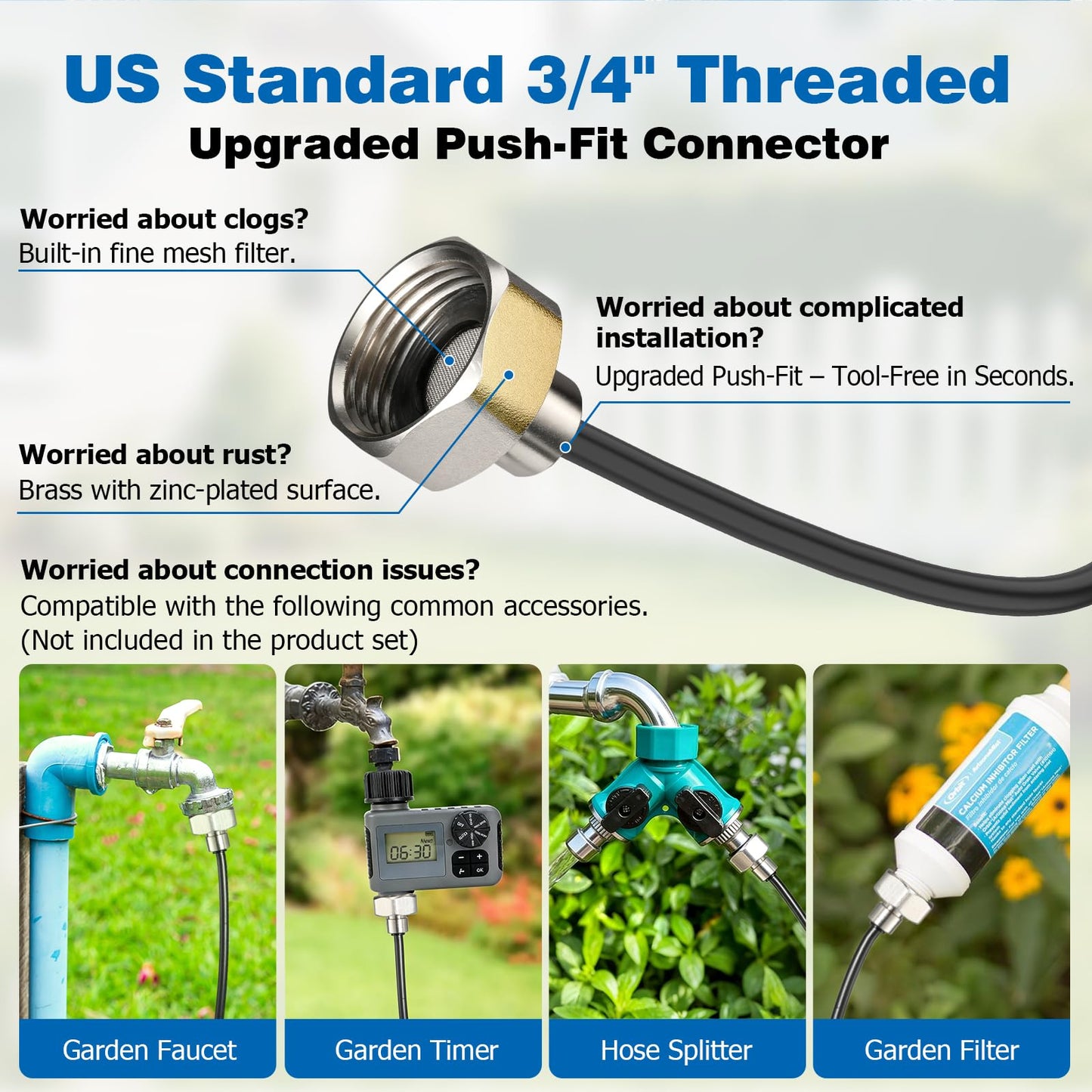 Mellbree Misters for Outside Patio 30FT/9M, Pre-Assembled Misting Cooling System with 8 Brass Nozzles & 3/4" Adapter, Outdoor Mister for Backyard, Garden, Greenhouse, Chicken Coop, Dog House