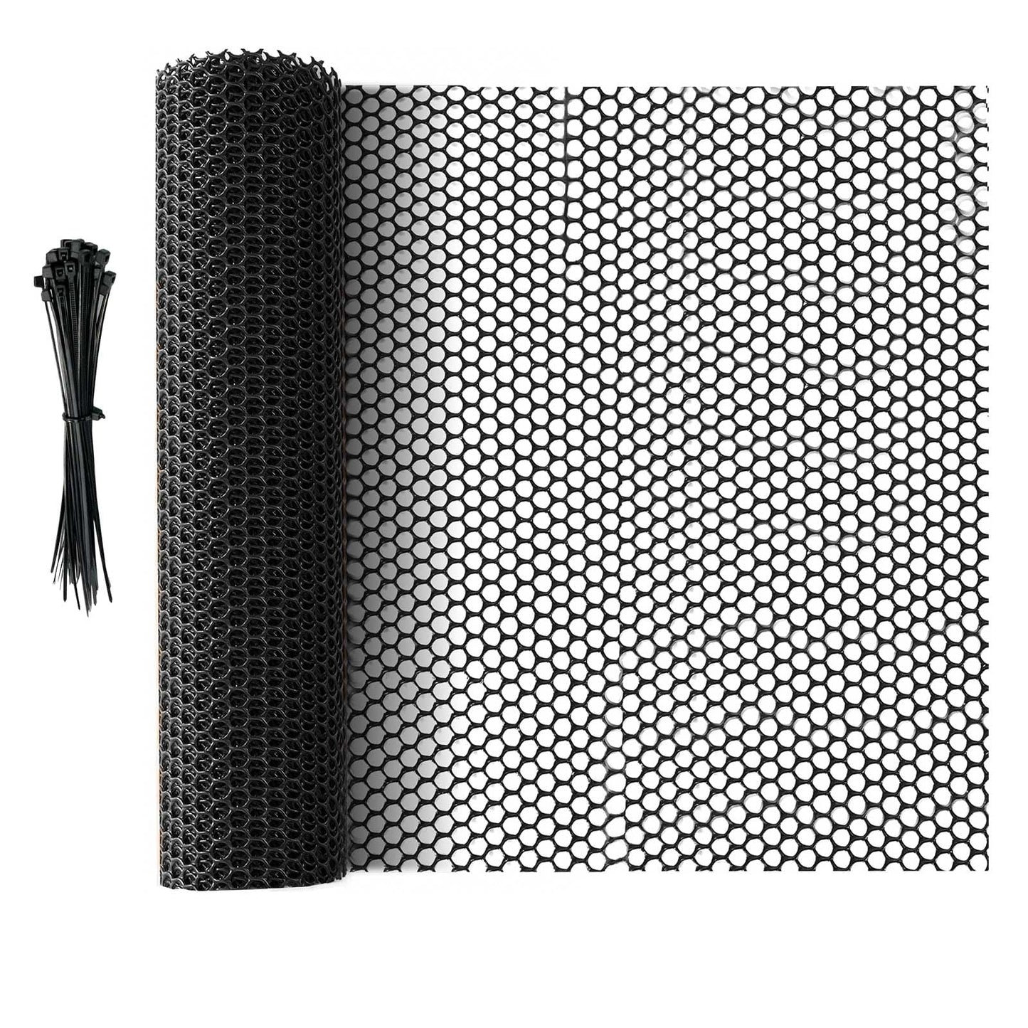 32.8 FT x 15.7 in Roll Mesh Fence, Versatile Black Plastic Fencing & Netting, Cuttable Animal Wire Mesh Fence, Durable Tree Trunk Protector, Suitable for Cat Dog Rabbit Barrier and Plant Protectors