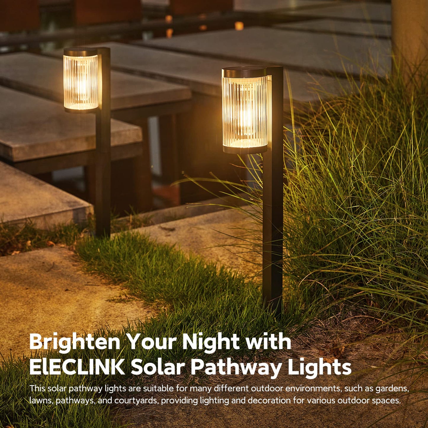 ELECLINK Solar Pathway Lights Outdoor, 6 Pack Upgraded Outdoor Solar Lights for Outside Super Bright Up to 12Hrs, IP65 Waterproof Solar Garden Lights for Yard Path Walkway Decor Landscape Lighting