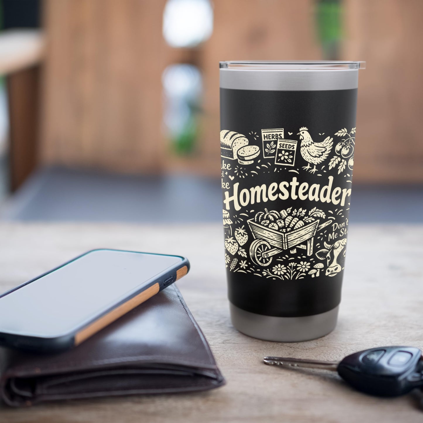 Homesteader Retro Farm Wheelbarrow & Garden Icons Stainless Steel Insulated Tumbler