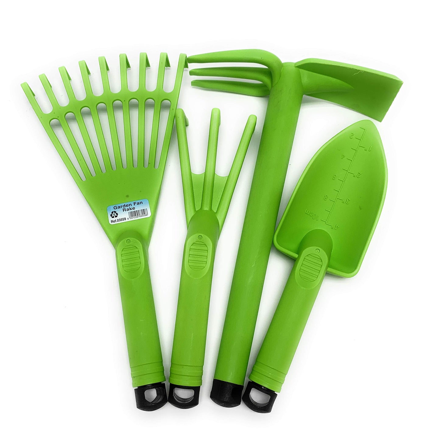 Mintra Garden Tool Set, 4 Piece Heavy Duty Gardening Tools Including Cultivator, Trowel, Shovel & Rake, Durable Poly Material & Non-Slip Handle, Garden Hand Tools Set for Gardening Gift, Lime Green