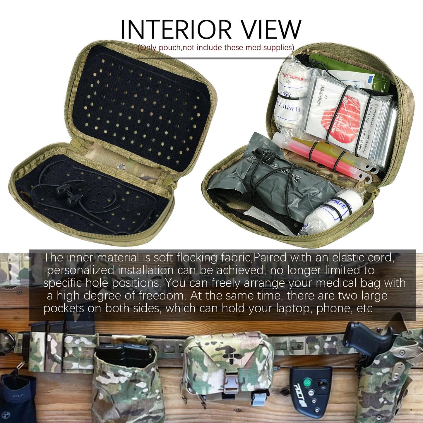 Lonloke Ifak Pouch-Rapid Deployment Tactical MOLLE Trauma Kit Pouches, Quick Release Tear-Off Medical First Aid Kit Organiser with Red Immediate Identify for Emergency Surviva Activities. (MC)