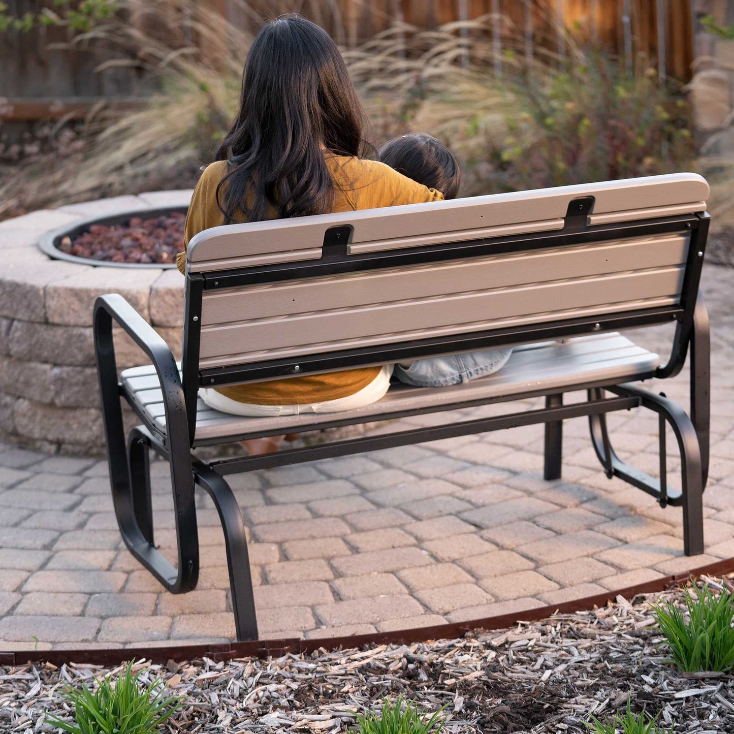 Lifetime 60361 Outdoor Swing Glider Bench, Storm Dust