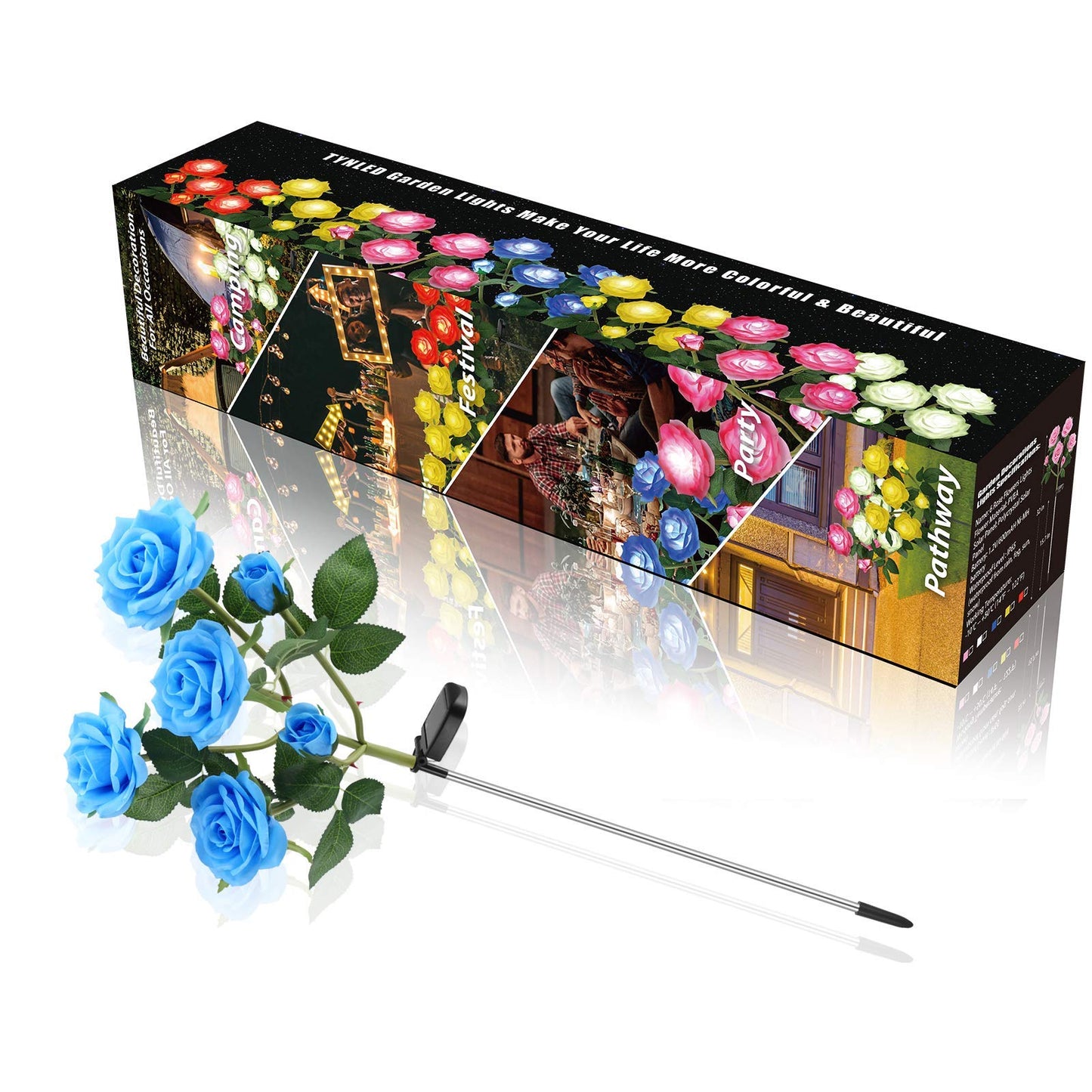 Outdoor Solar Garden Stake Lights,Upgraded LED Solar Powered Light with 6 Rose Flowers, Waterproof Solar Decorative Lights for Patio Pathway Courtyard Garden Lawn