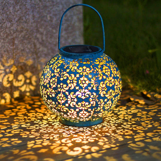 Homeimpro Solar Big Lanterns Outdoor Waterproof Garden Gifts Mom, Metal Table Lights for Patio, Yard Art, Mothers Day Bithday Gifts for Women Men(1Pack, Teal Blue)