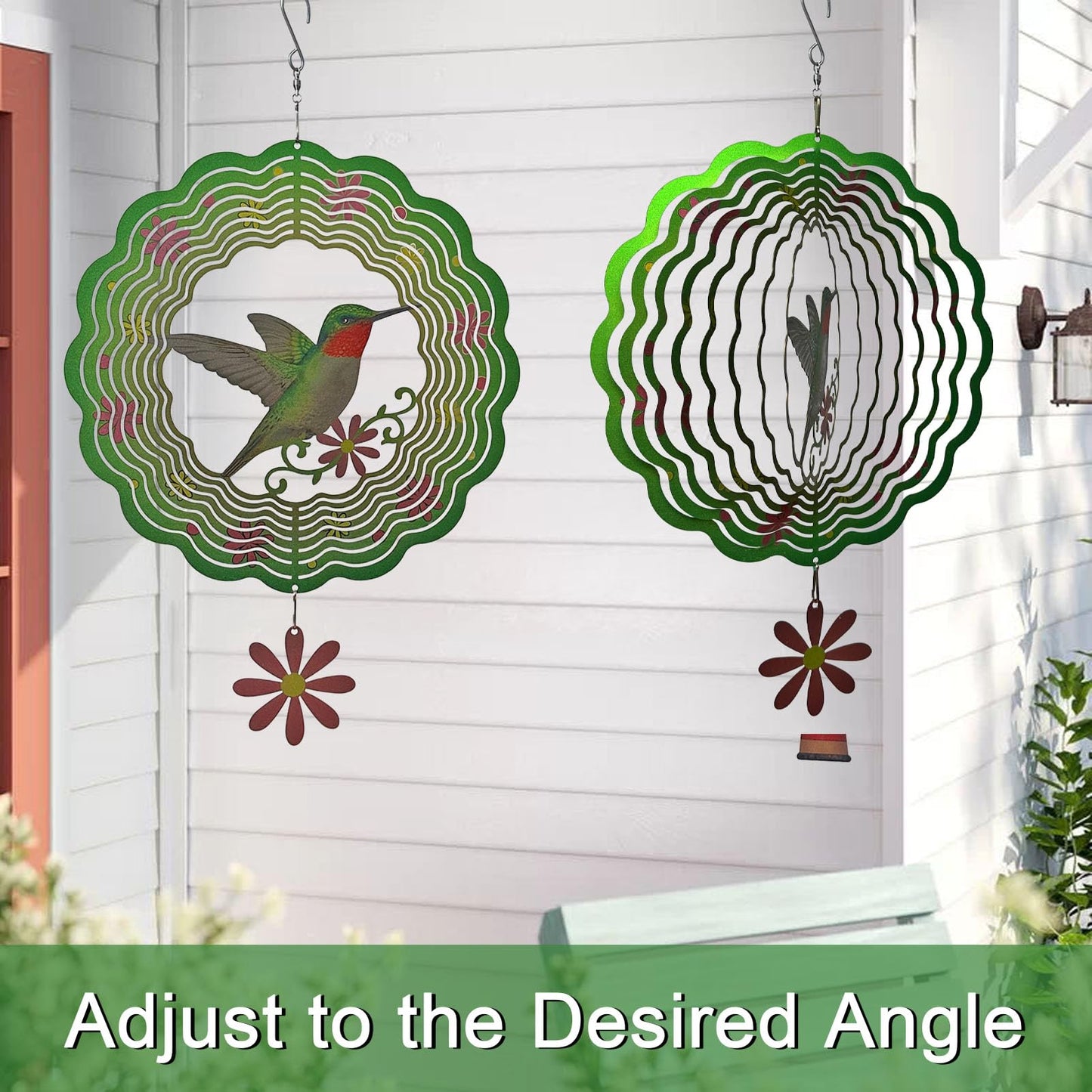 Hummingbird Wind Spinners Hummingbird Gifts for Women/Men 11.7 inch 3D Stainless Steel Hanging Wind Spinner Metal Wind Catchers Kinetic Sculpture for Indoor/Outdoor Decor, Yard Art, Garden Decorations