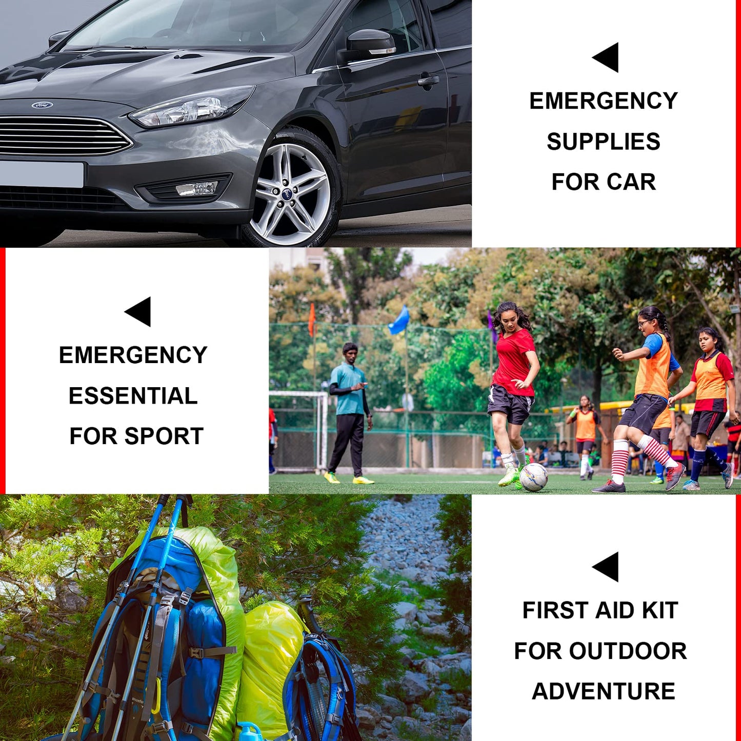 279PCS Small Travel First Aid Kit Supplies for Business, First Aid Emergency Set Backpacking Essentials Items Trauma Survival Kits for Outdoor Adventure, Black AMORNING
