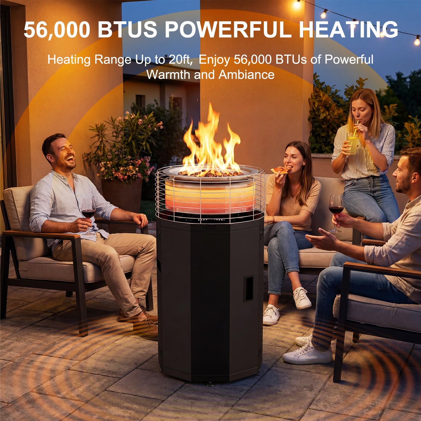 SUNYRISY Outdoor Smokeless Fire Pit for Patio, Dual-Burner 3 Modes Portable Outdoor Heater Stainless Steel Propane Fire Pit for Outside, Deck, Camping, Easy Control and Push to Start Ignition