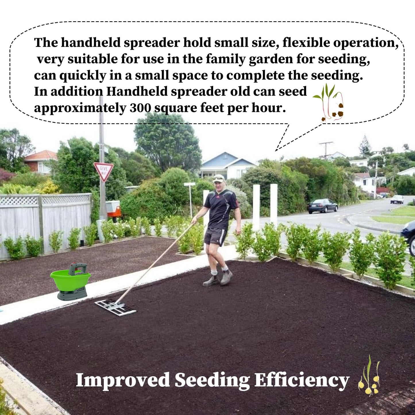 Handheld Power Spreader, Electric Seed Spreader, Electric Fertilizer Spreader, Handheld Seed Spreader, Type-C Smart Charging Port, Ultra-long Battery Life, No Battery Backup Required, 3-Year Warranty