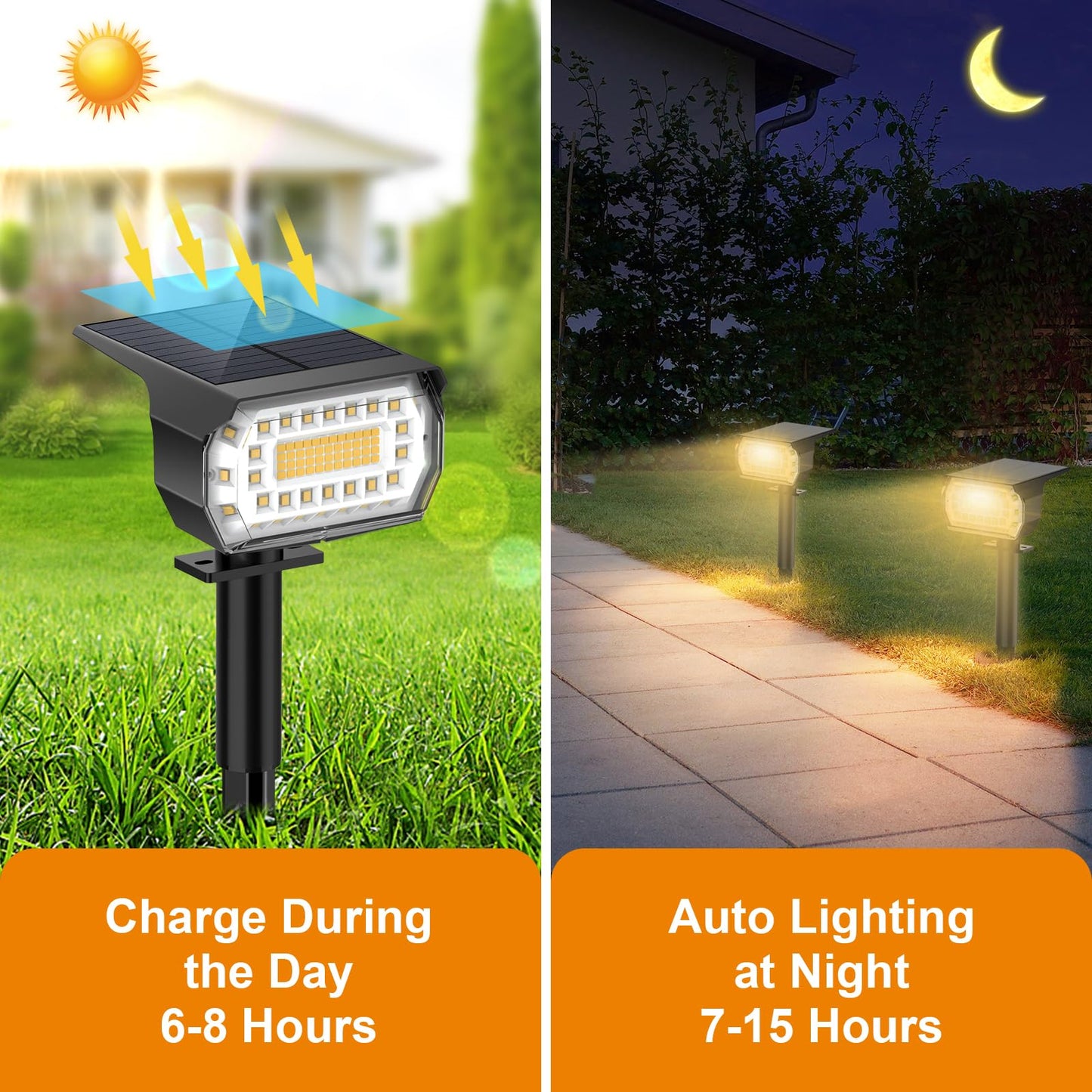LANSOW Solar Spot Lights Outdoor, [8 Pack/76 LED] 2-in-1 Solar Landscape Spotlights, 3 Modes IP65 Waterproof Dusk to Dawn Solar Powered Flood Wall Lights for Outside Yard Garden Pathway(Warm White)