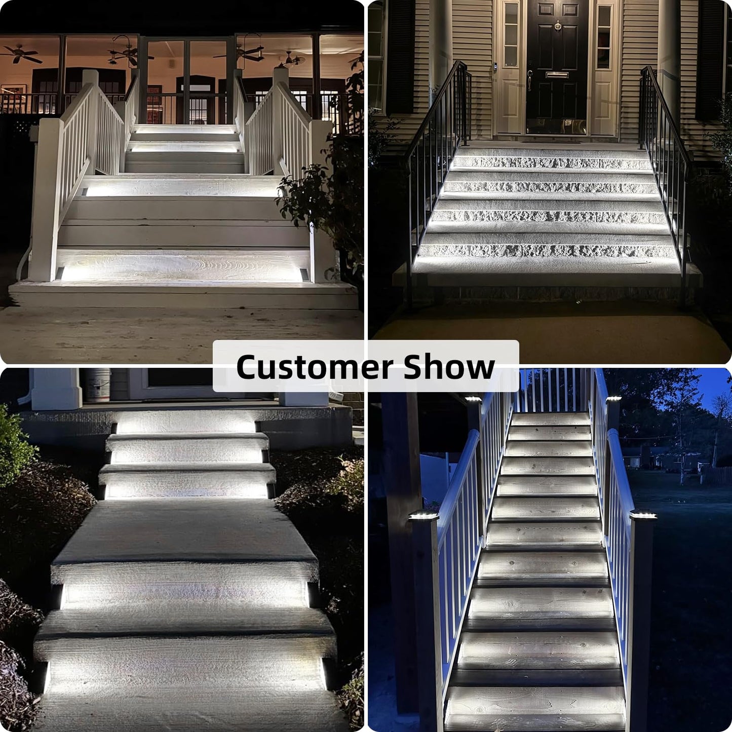 VOLISUN Solar Step Lights Outdoor Waterproof, LED Outdoor Stair Lights, Solar Step Light for Outside, Warm&Cool White Deck Light Decor for Stair,Front Porch and Patio(Gray,12 Pack)