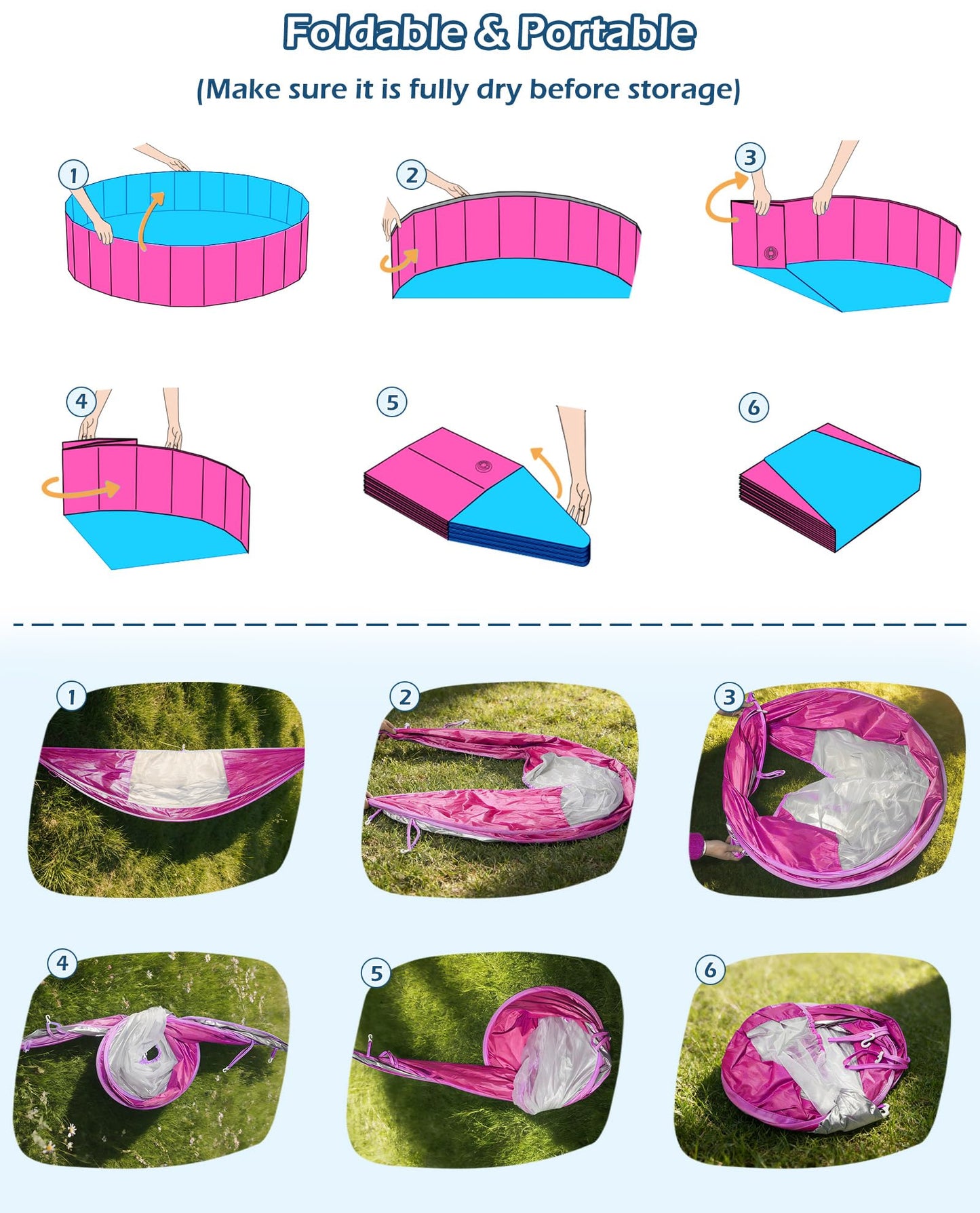 Jasonwell Kiddie Baby Pool with Canopy - Foldable Infant Toddler Kids Pool with Shade Baby Beach Essentials Tent Swimming Wading Pools for Toddlers 1-3 + Kids Dogs Ball Pit Backyard Water Play R, 40"