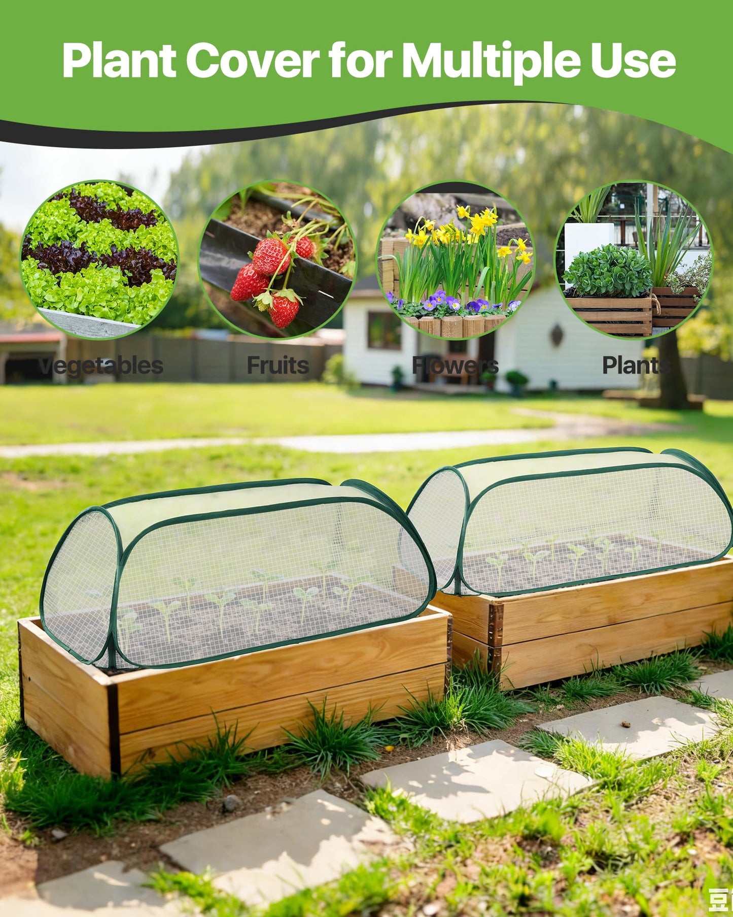 JivaJot Garden Covers for Raised Beds, Plant Greenhouse Cover for Raised Garden Bed, Freeze Protection Humidity Domes for Gardening Germination and Seedling Propagation, Pest Protection