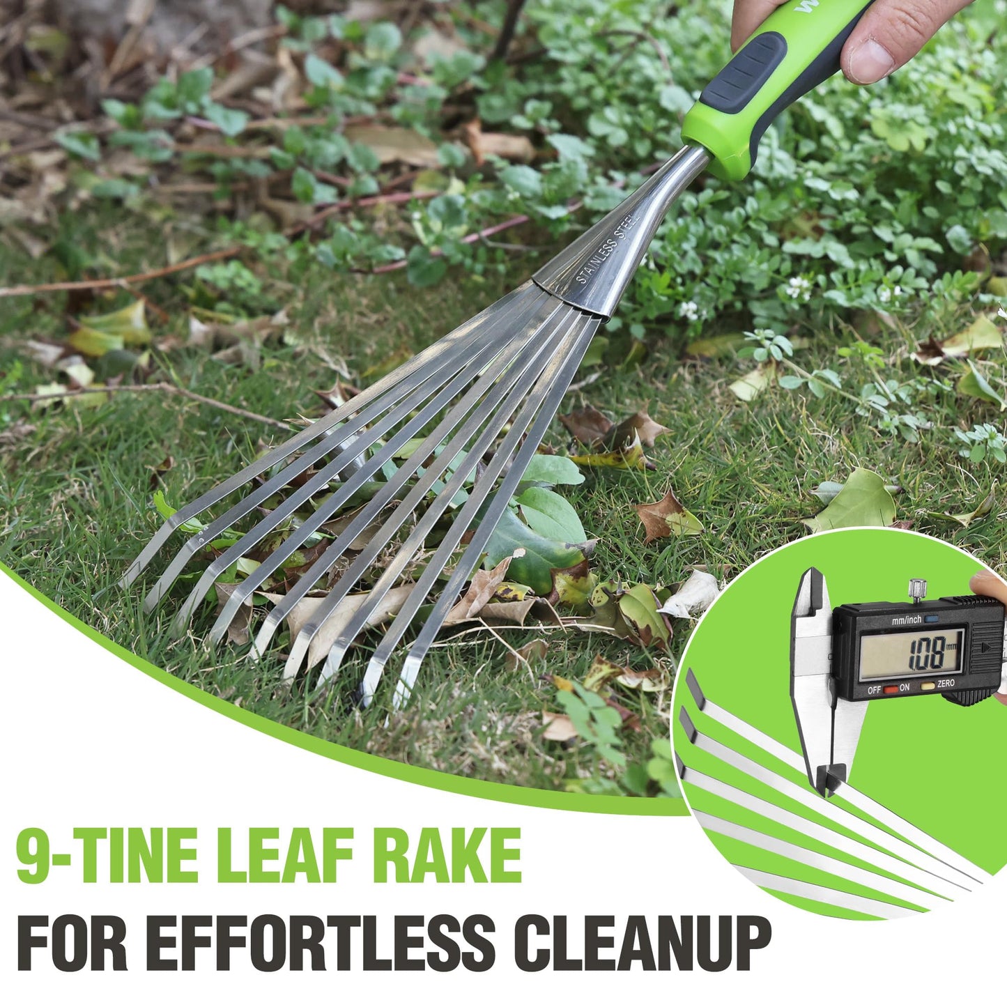 WORKPRO 16" Hand Rake, Heavy Duty Stainless Steel Garden Rake with Soft Handle, Small Garden Hand Tool for Gardening, Cultivating, Loosening Soil & Spreading Mulch, Flower Beds