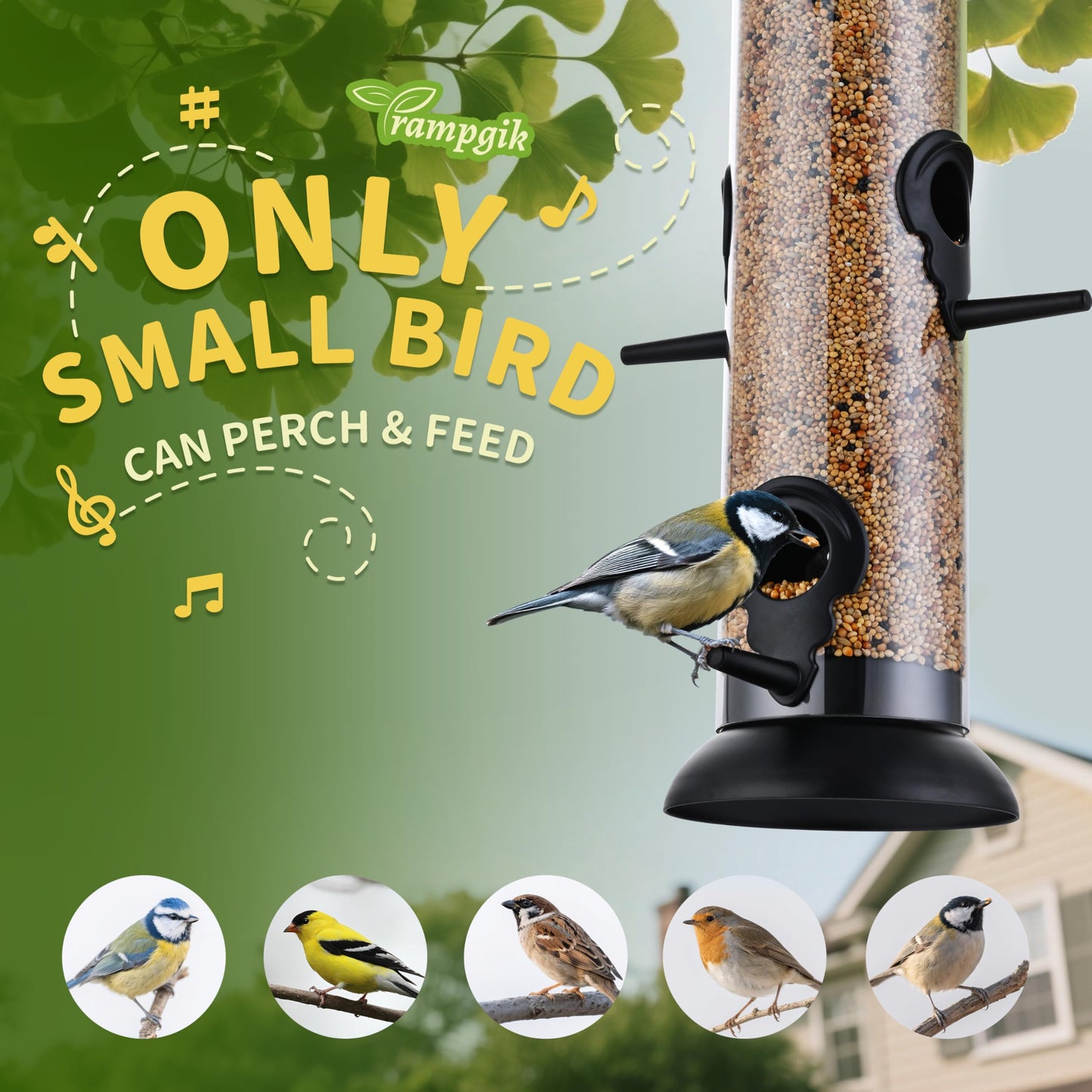 TrampgiK Bird Feeders for Outdoors Hanging,Finch Feeders for Outside,Chew-Proof Hanging Bird Feeder,Rust-Proof Birdfeeder,Squirrel Proof 6 Ports Metal Bird Feeder,14 Inch,1 Pack,Black