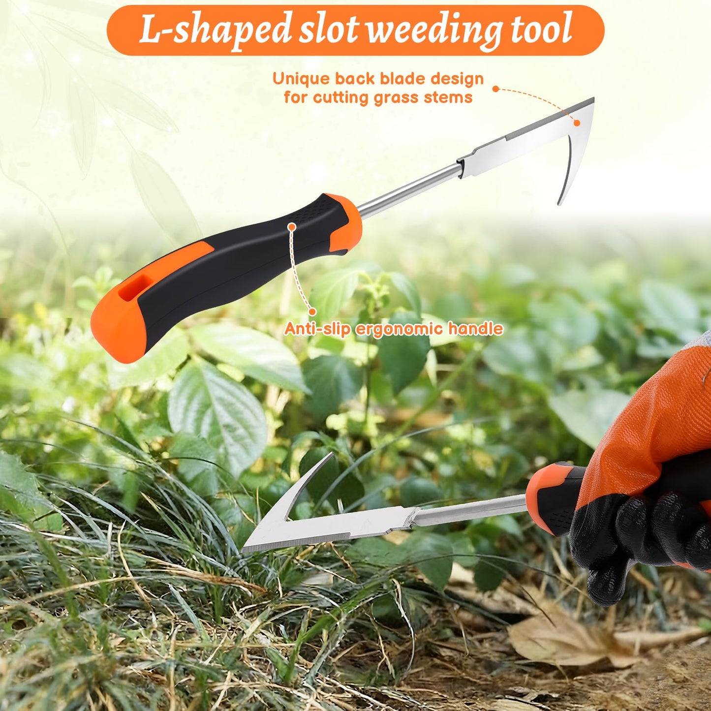 Hoemwarm Weed Puller Tool, Manual Portable Stainless Steel Weeder Puller Tool, Crack Weed Remover Gardening Tools for Garden Farm Backyard