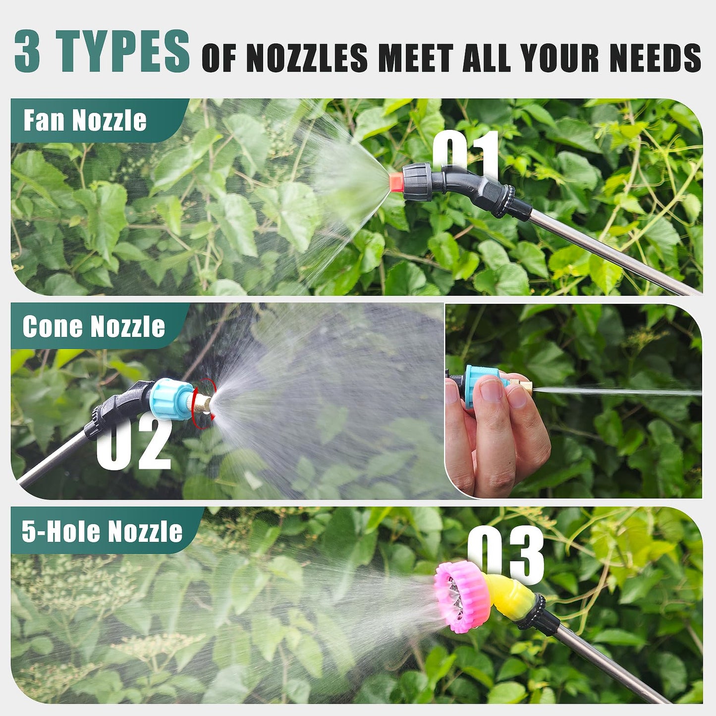 2 Gallon Battery Powered Sprayer, Electric Garden Sprayer, Backpack Sprayer with 3 Mist Nozzles & USB Rechargeable Handle & Retractable Wand & Adjustable Strap for Lawn, Garden, Yard (Green)