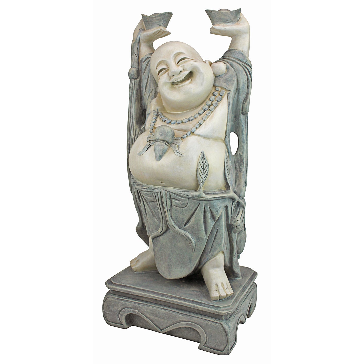Design Toscano Jolly Hotei Laughing Man Asian Decor Indoor/Outdoor Garden Statue, 26 inches tall, Cast Stone Resin, Two Tone Stone Finish
