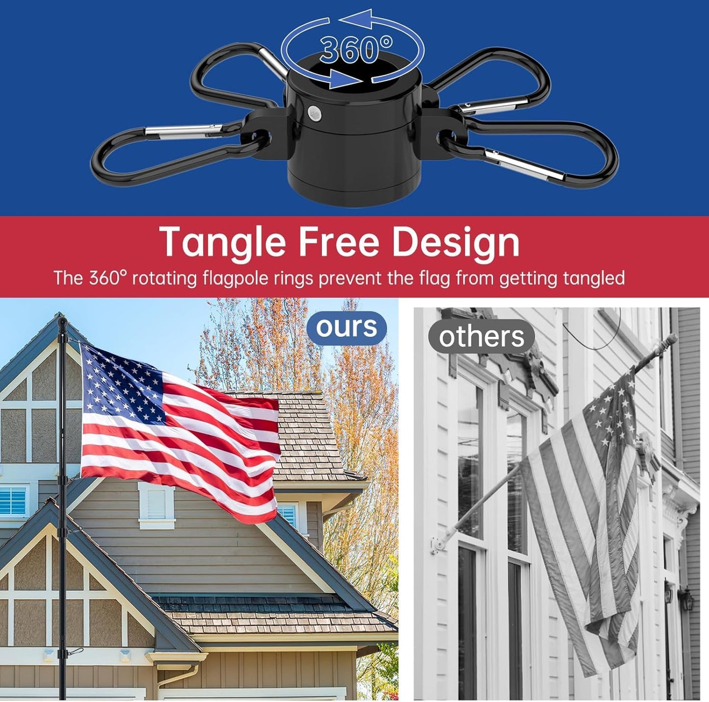 ZMTECH 10 FT Flag Pole in Ground, Heavy Duty Flag Pole Holder for Outside House with 5 Pronges Base, Extra Thick Flag Pole Kit for Yard Outdoor Garden Decor Residential Commerical(1 Pack,without Flag)
