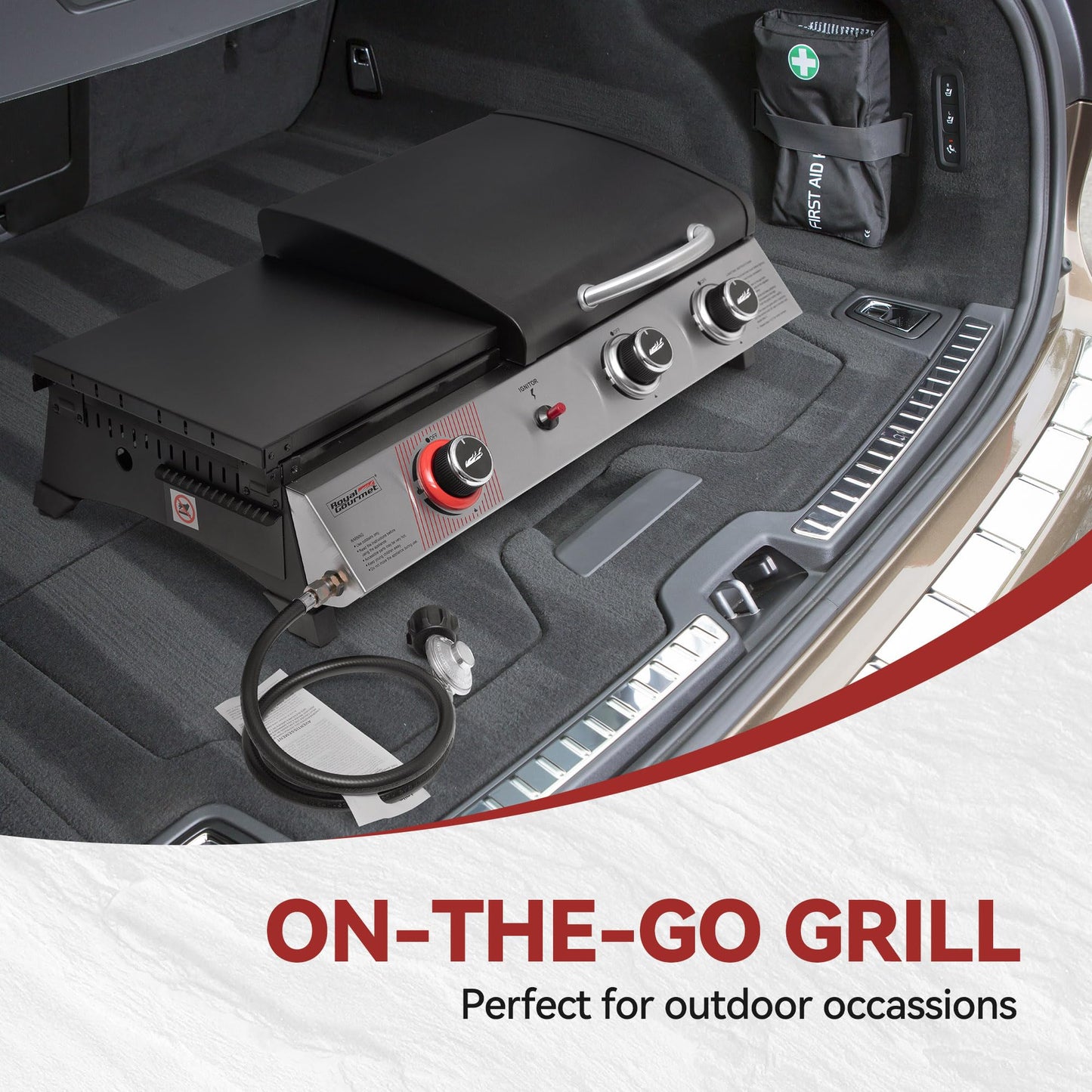 Royal Gourmet PD1305H 3 Burner Propane Gas Grill and Griddle Combo with Lid, 3-in-1 Grill Griddle Combo with 29,000 BTUs Output for Outdoor Cooking, 364 Sq. In. Cooking Area, Silver & Black