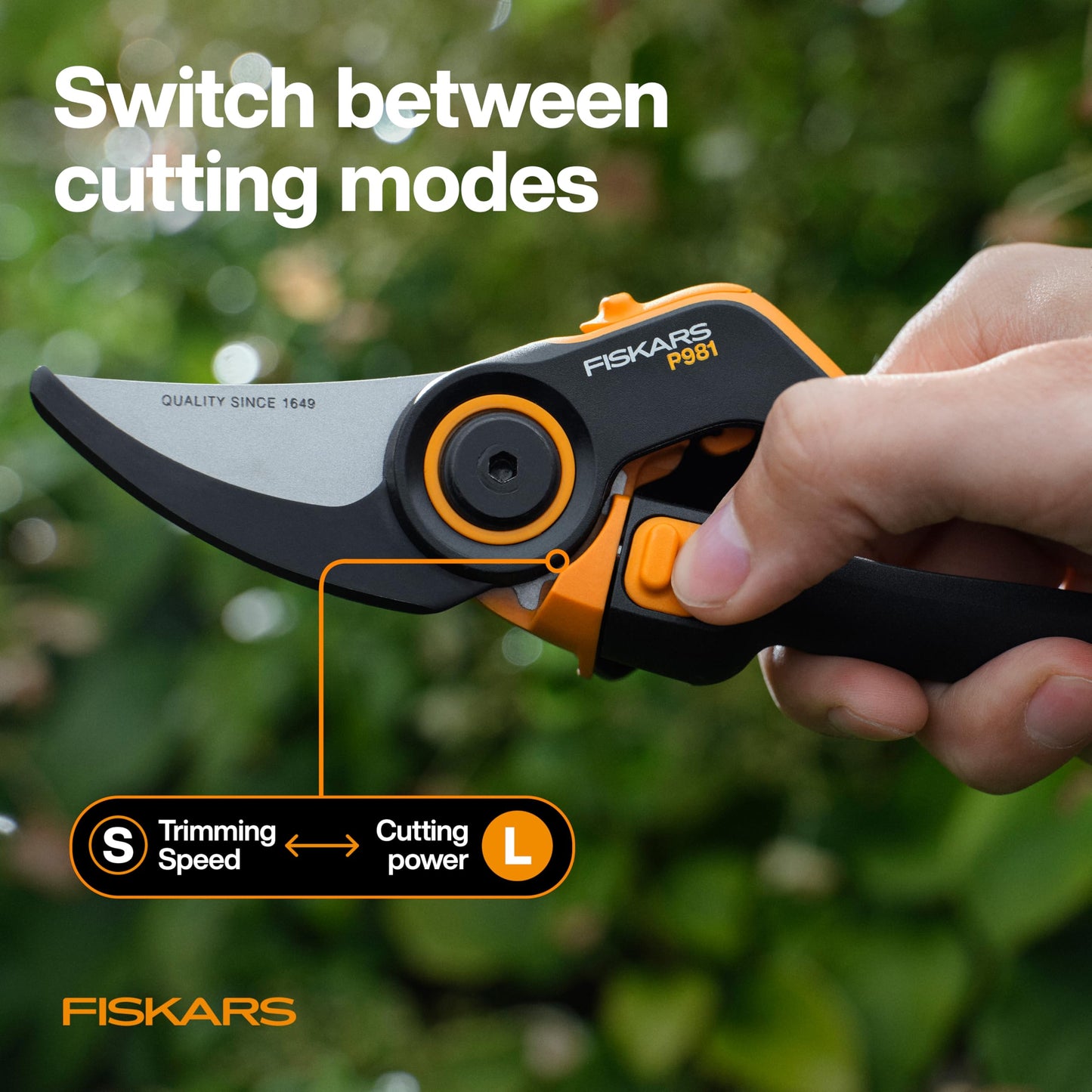Fiskars DualAction Pruner – Hand Pruner with Two Cutting Modes, Bypass Garden Pruner for Stems and Branches up to 1", Low-Friction Steel Blade, FiberComp Frame