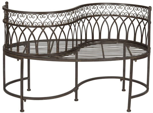 SAFAVIEH Outdoor Collection Lara Victorian Rustic Brown Iron Kissing Bench