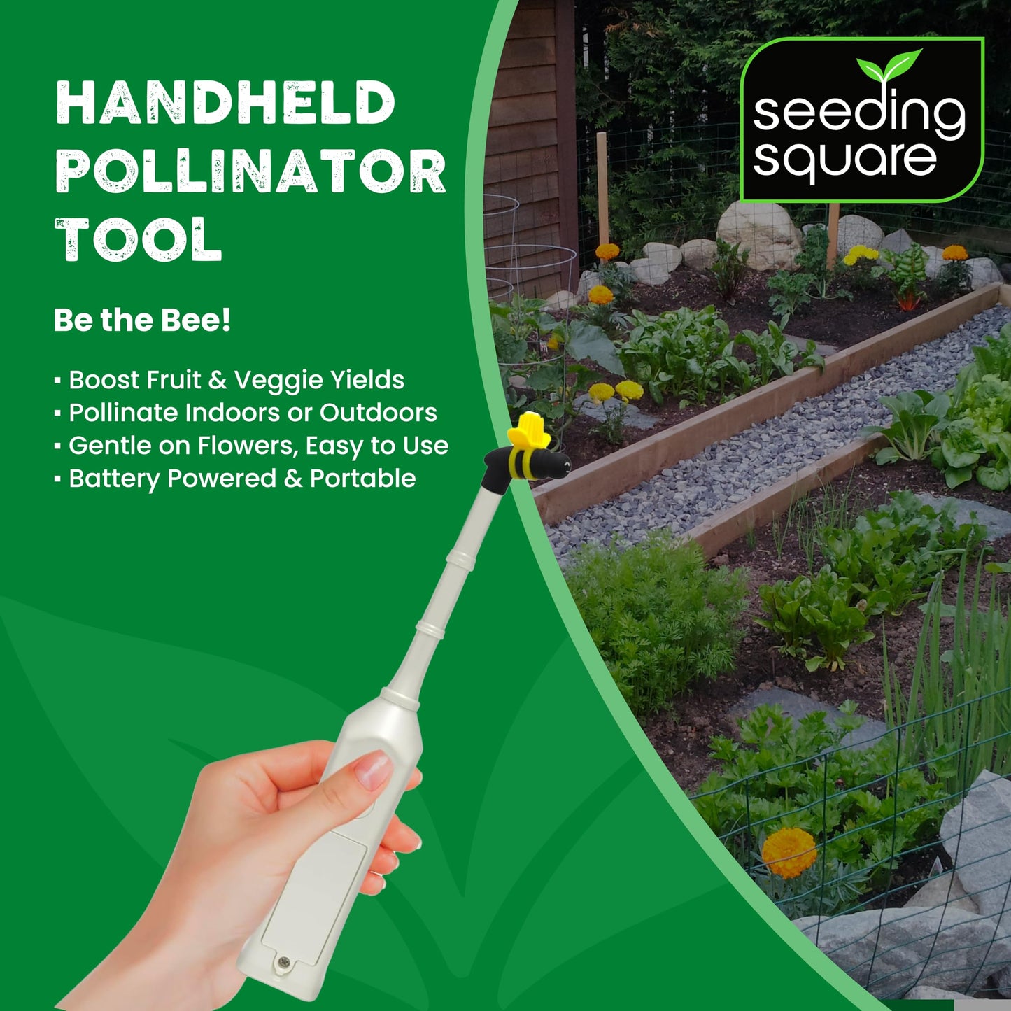 Kids Gardening Tool Set + 5 Gallon Grow Bags + Seeding Circle + Hand Pollinator Bundle – Complete Kids Garden Kit for Planting, Growing & Learning