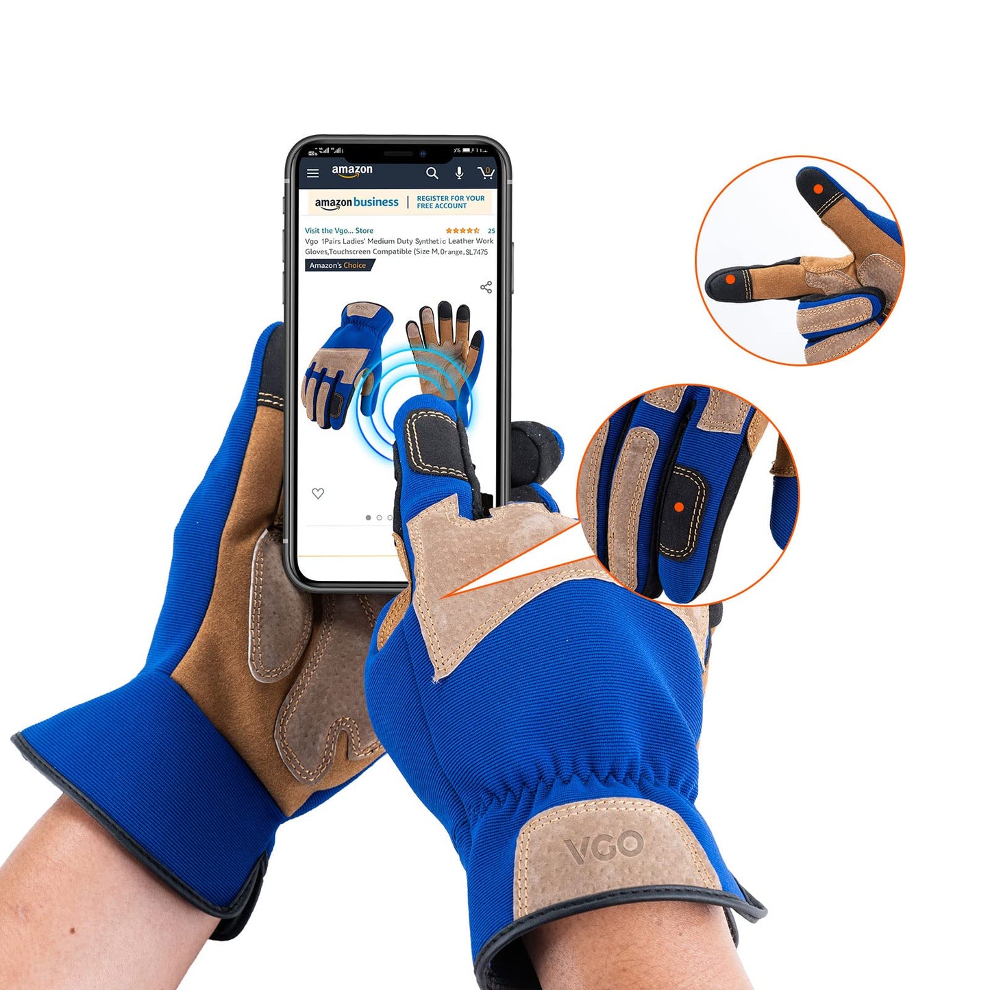 Vgo... 1-Pair Gardening Gloves Men, Safety Work Gloves, Puncture-proof, Thornproof, Touchscreen (Blue,L,SL7475)