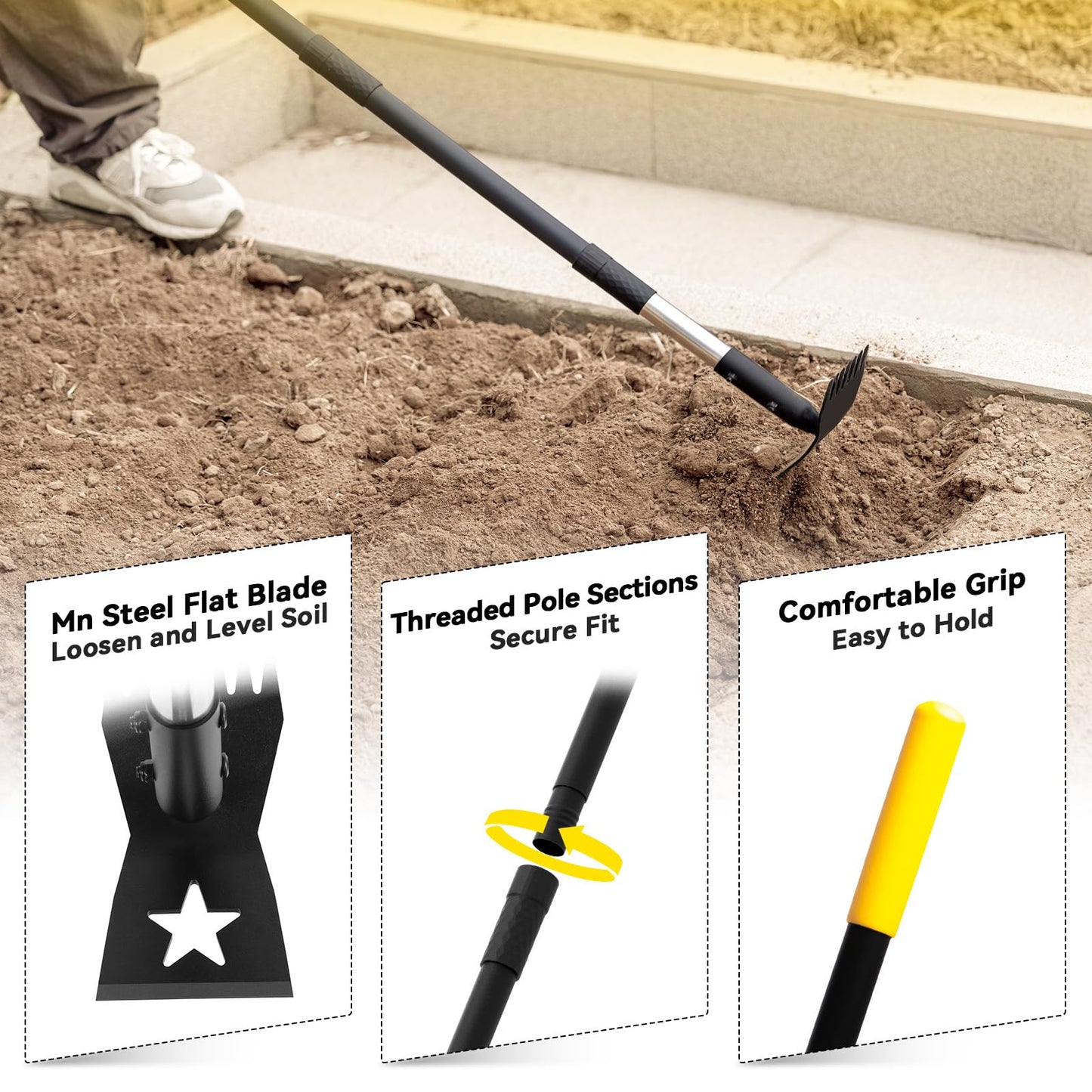 BlumeTrec Weed Puller Tool with Long Handle 68", 2-in-1 Manual Weeds Remover, Heavy Duty Weed Rake and Garden Hoe Combo, Stand Up Weeder Uprooting Weeding Pull Tool for Garden Yard Lawn Patio