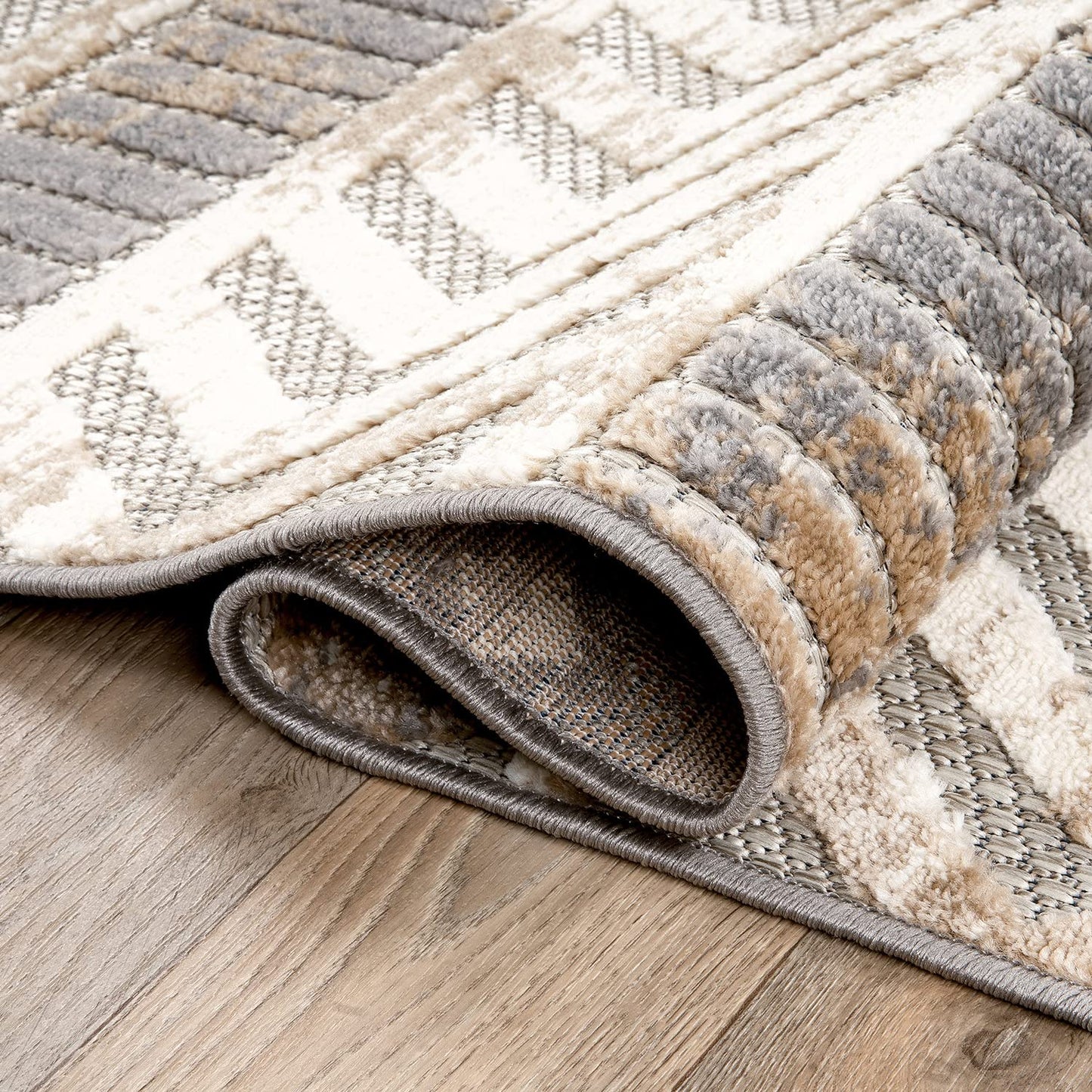 Rugshop Distressed Geometric Indoor/Outdoor Beige Area Rug Modern Tribal Stripe, Durable Stain Resistant Perfect for Patio, Backyard, Deck and Outdoor Lounge 10' x 14'