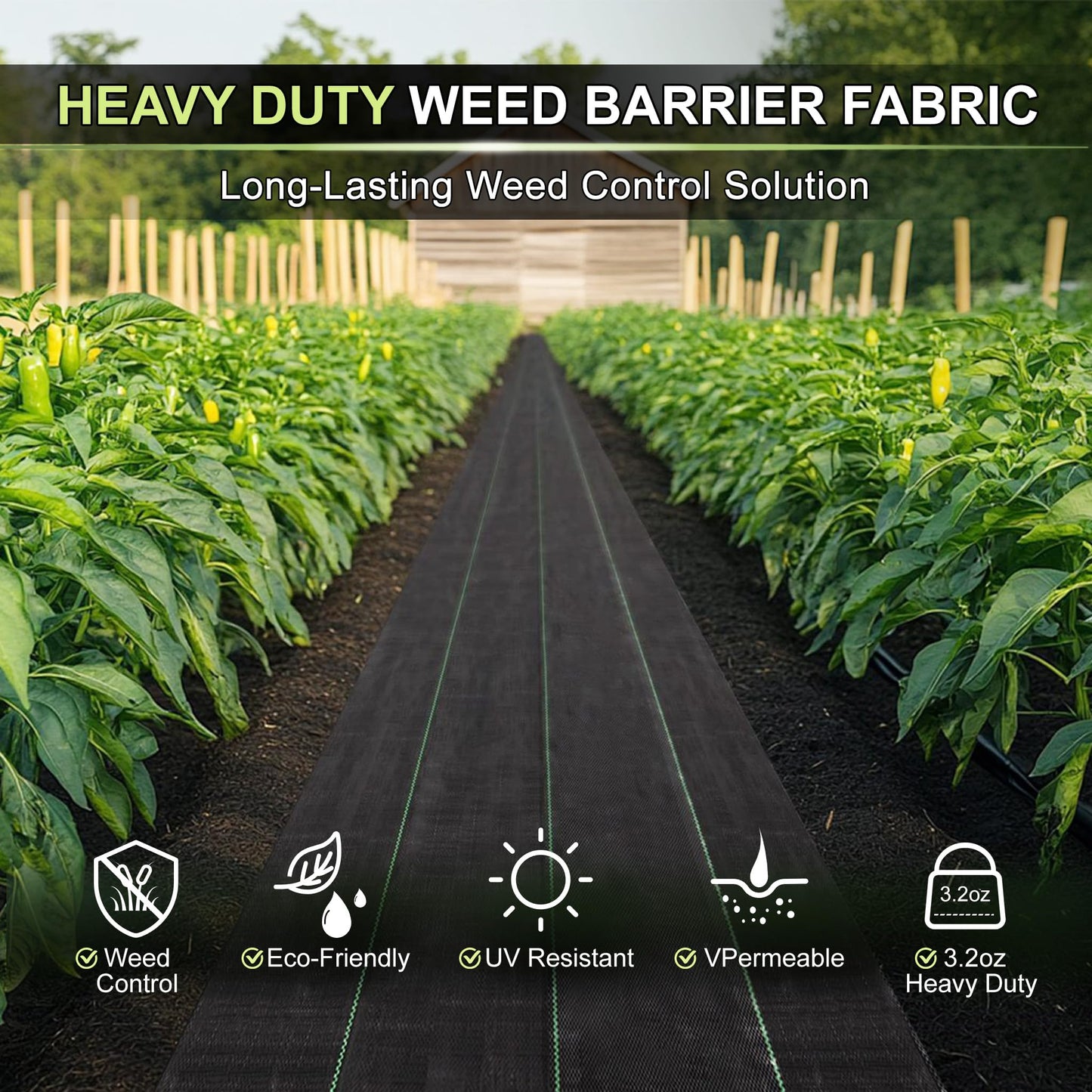 Sunifier Heavy Duty Weed Barrier Landscape Fabric, Woven Geotextile Ground Cover - Premium Weed Control Mat for Garden Beds, Driveways & Landscaping(1.3ft x 50ft)