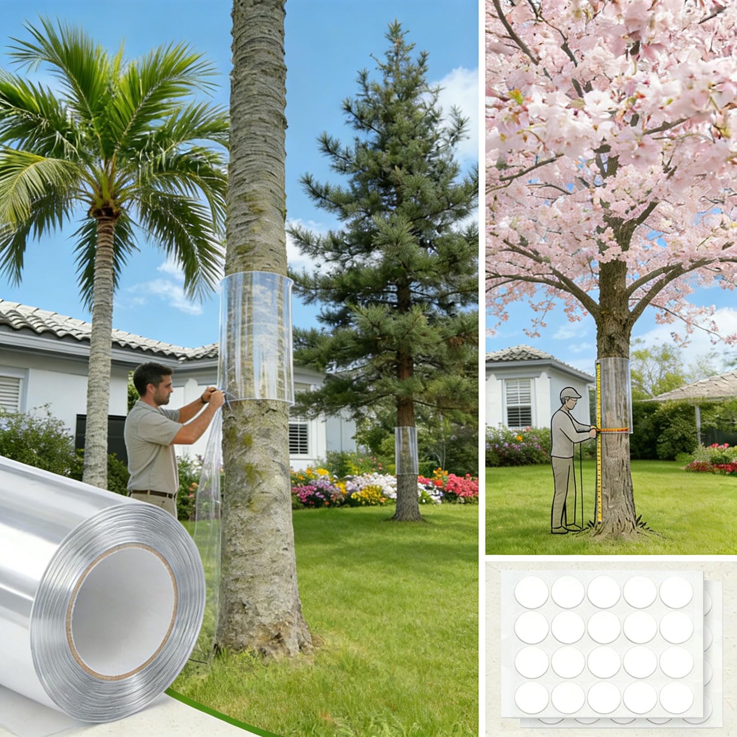 Serendipresent Extra Thick Tree Trunk Protector Guard-79 L x 15.9" W PET Plastic Wrap for Iguana & Cat Prevention, DIY Plant Greenhouse Including Waterproof Transparent Acrylic Double-Sided Adhesive