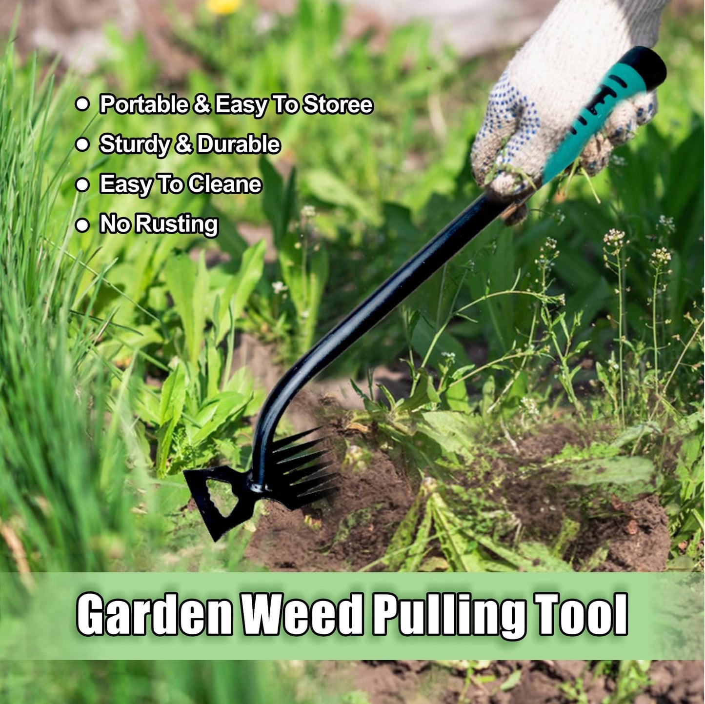 Weed Puller Tool-2Pcs Gardening Hand Weeder Tools, 2026 New Weeding Artifact Uprooting Weeding Tool, Manganese Steel Weed Removal TooL, 6 Teethes Dual Purpose Manual Weed Pulling Tool for Yard Gardenl