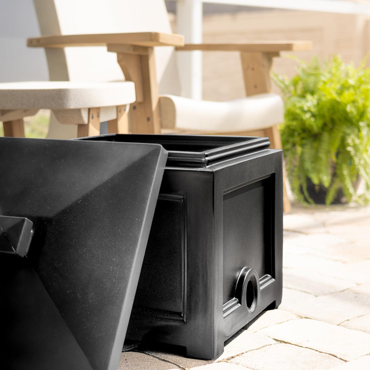 Mayne Fairfield Garden Hose Bin - Black - 17in L x 17in W x 18in H - Holds up to 100 ft. of standard garden hose (5858-B)