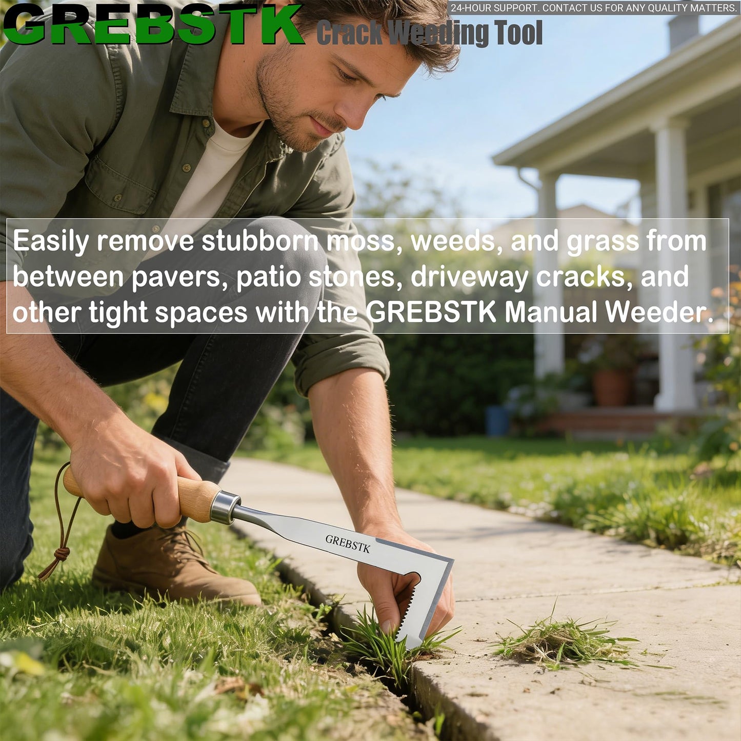 GREBSTK Crack Weeder Crevice Weeding Tool Stainless Steel Manual Weeder Gardening Tool