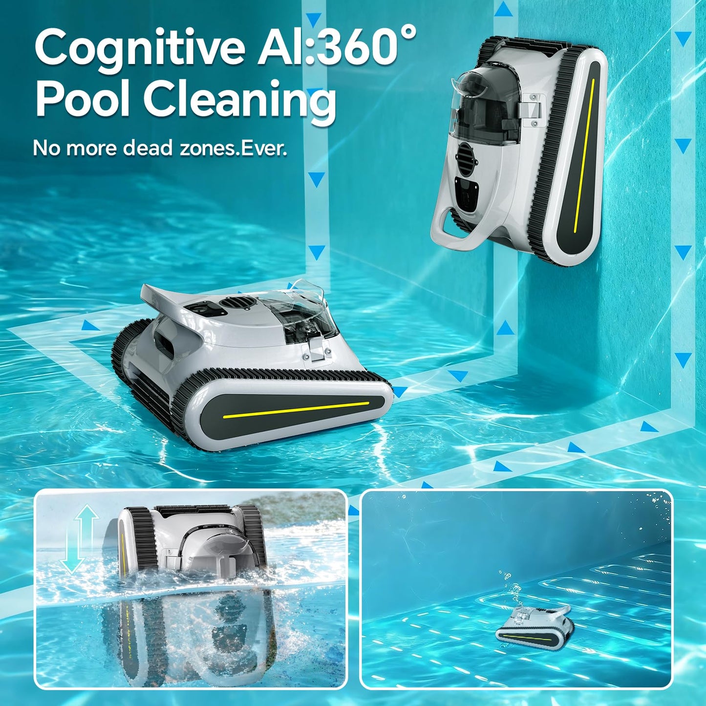 LODOBA Pool Vacuum for Inground Pools & Above Ground Pool, Cordless Robotic Pool Cleaner with 180W Brushless Motor, 3-Hour Runtime, Wall-Climbing Pool Robot Scrubber for Pools up to 2150 Sq.Ft.