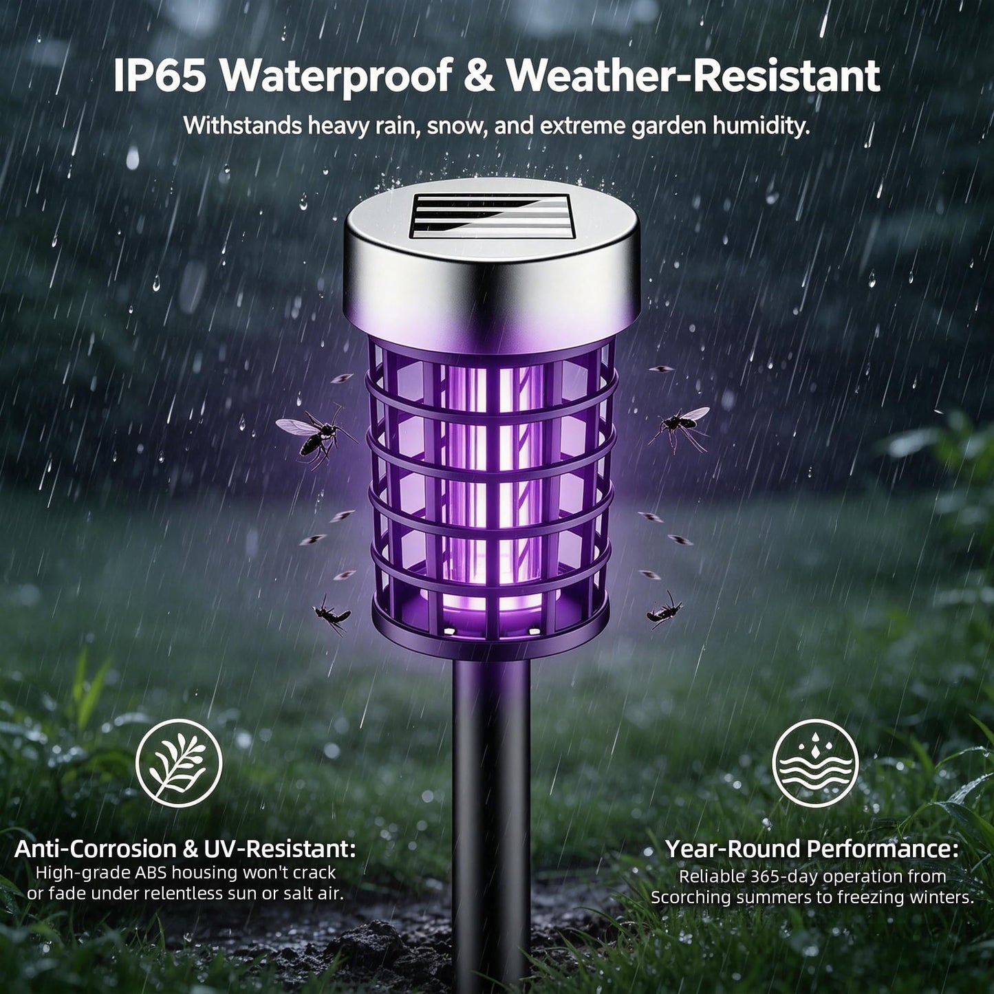 4 Pack Solar Bug Zapper Outdoor Waterproof Mosquito Repellent Outdoor Patio Mosquito Trap & Killer for Moths, Gnats, Flies, Small Flying Insect, Solar Powered Fly Zapper for Backyard, Garden, Patio