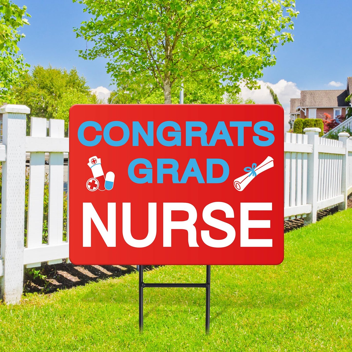 JarThenaAMCS Nurse Graduation Metal Garden Stakes 2026 Congrats Grad Nurse Decorative Lawn Sign Welcome Yard Sign for Medical Nursing Grad Party Outside Lawn Porch Decor