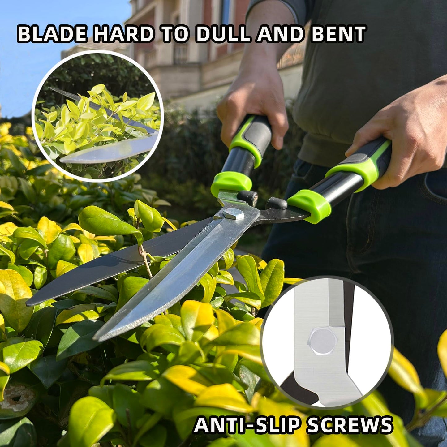 YRTSH Hedge Clippers, Hedge Shears for Trimming Borders, Hedge Trimmer with Low-Friction Sharp Enough Blade, Garden Shears Gardening Tools with Soft Rubber Grip Bush Cutters Effortless Pruning 19 Inch